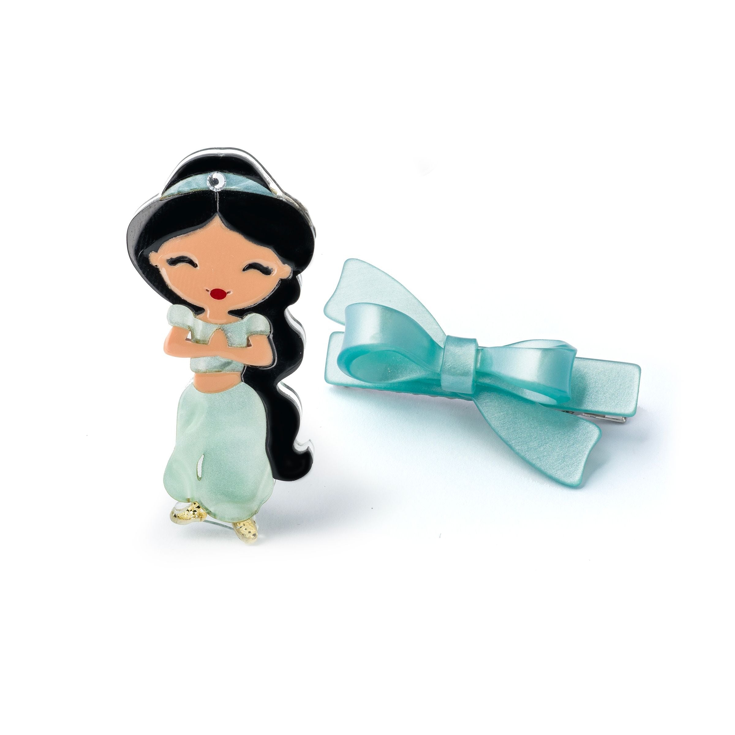 Lilies & Roses Cute Doll Black Hair with Bow Hair Clips