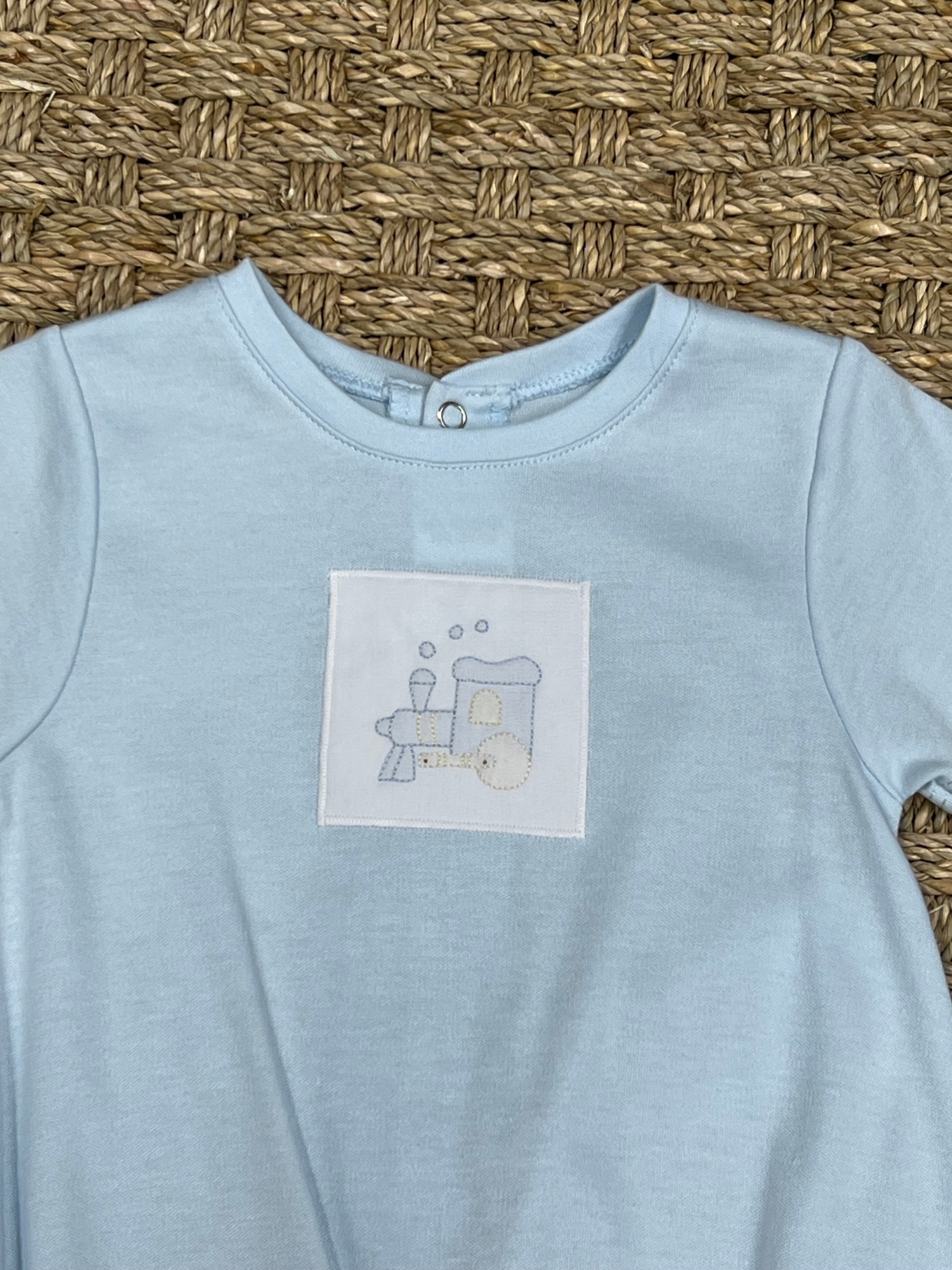 Auraluz Blue Knit Bubble with Train Embroidery