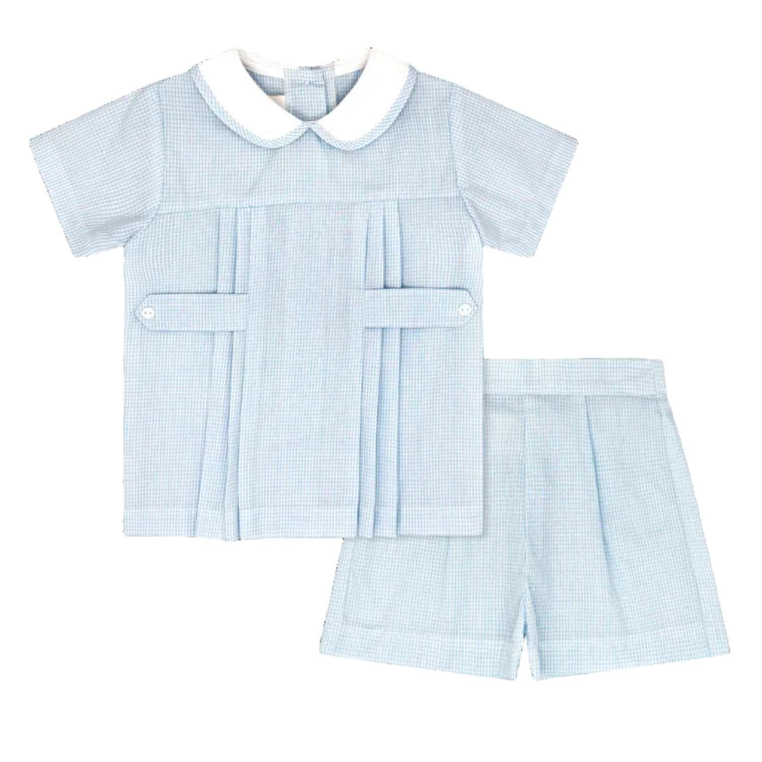 Lullaby Set Andrew Short Set, Baker Blue Minigingham