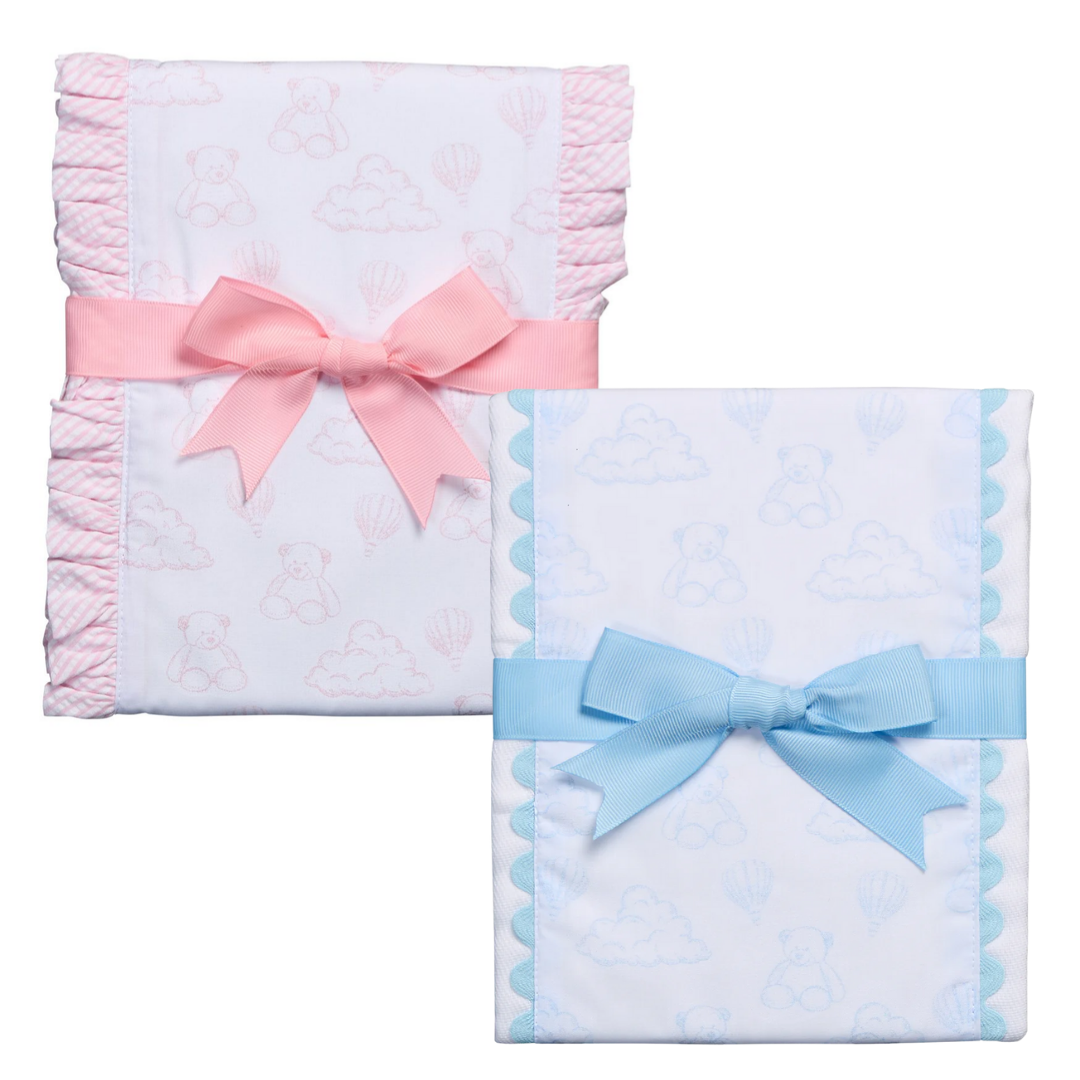 3 Martha's Teddy Bear Fancy Fabric Burp Cloth