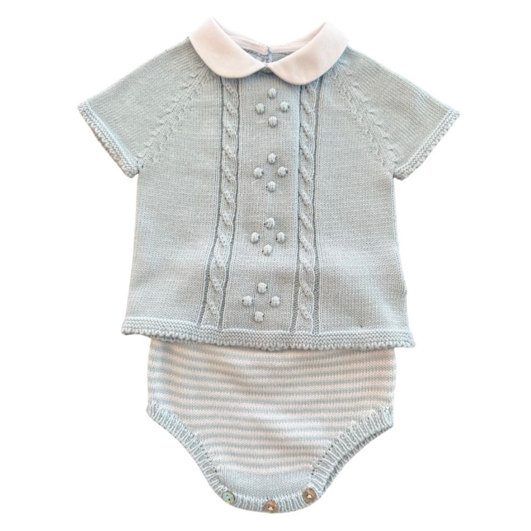 Mi Lucero Braided Light Blue Sweater Set