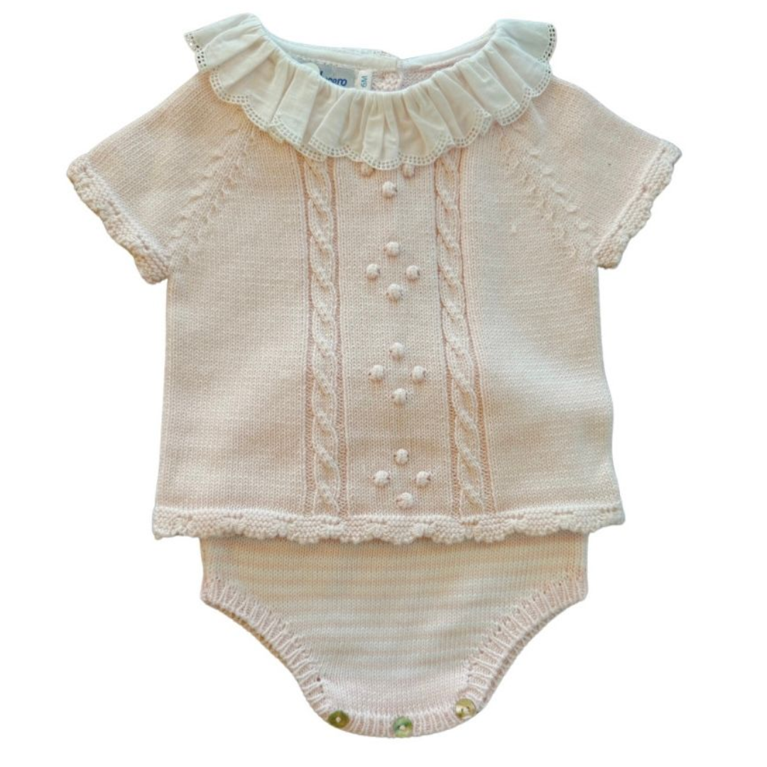 Mi Lucero Braided Pink Sweater Set