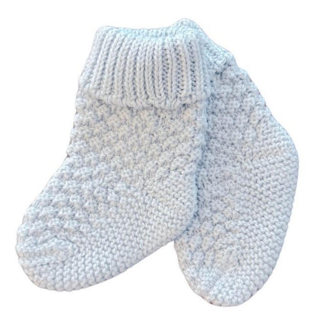 Mi Lucero Light Blue Pebble Stitch Booties