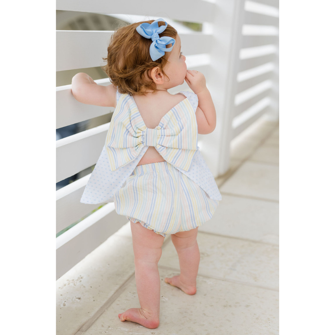 James & Lottie Lottie Bloomer Set, Swiss Dot Blue | shopnurseryrhymes