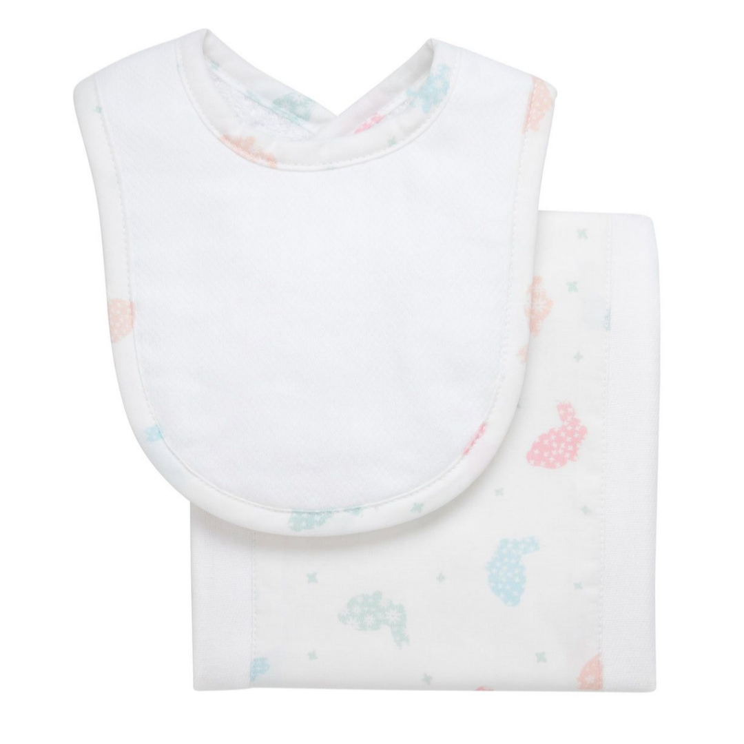 3 Martha's Bunny Print Drooler Bib & Burp Cloth Set
