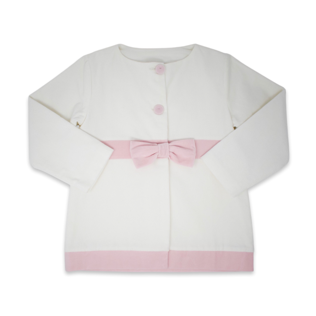 Lullaby Set Aspen Coat, White and Pink Velvet