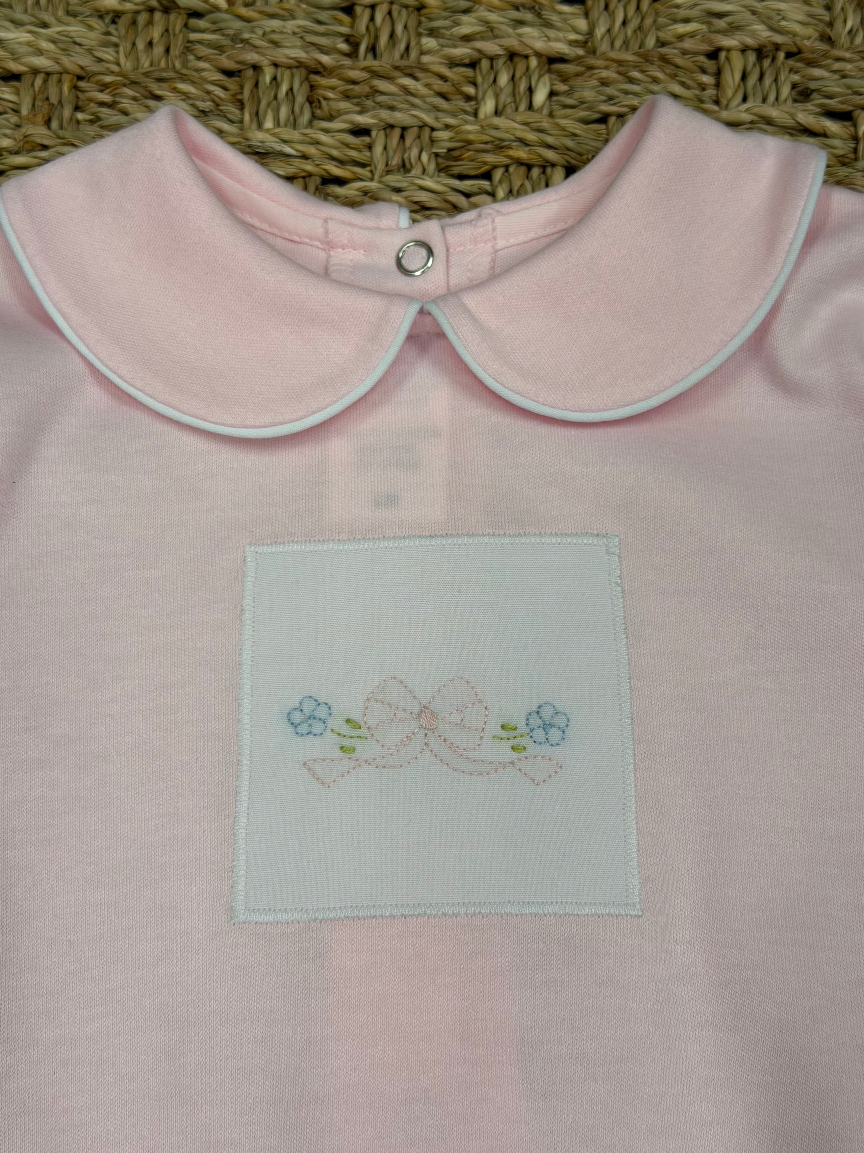 Auraluz Pink Knit Bubble with Bow Embroidery