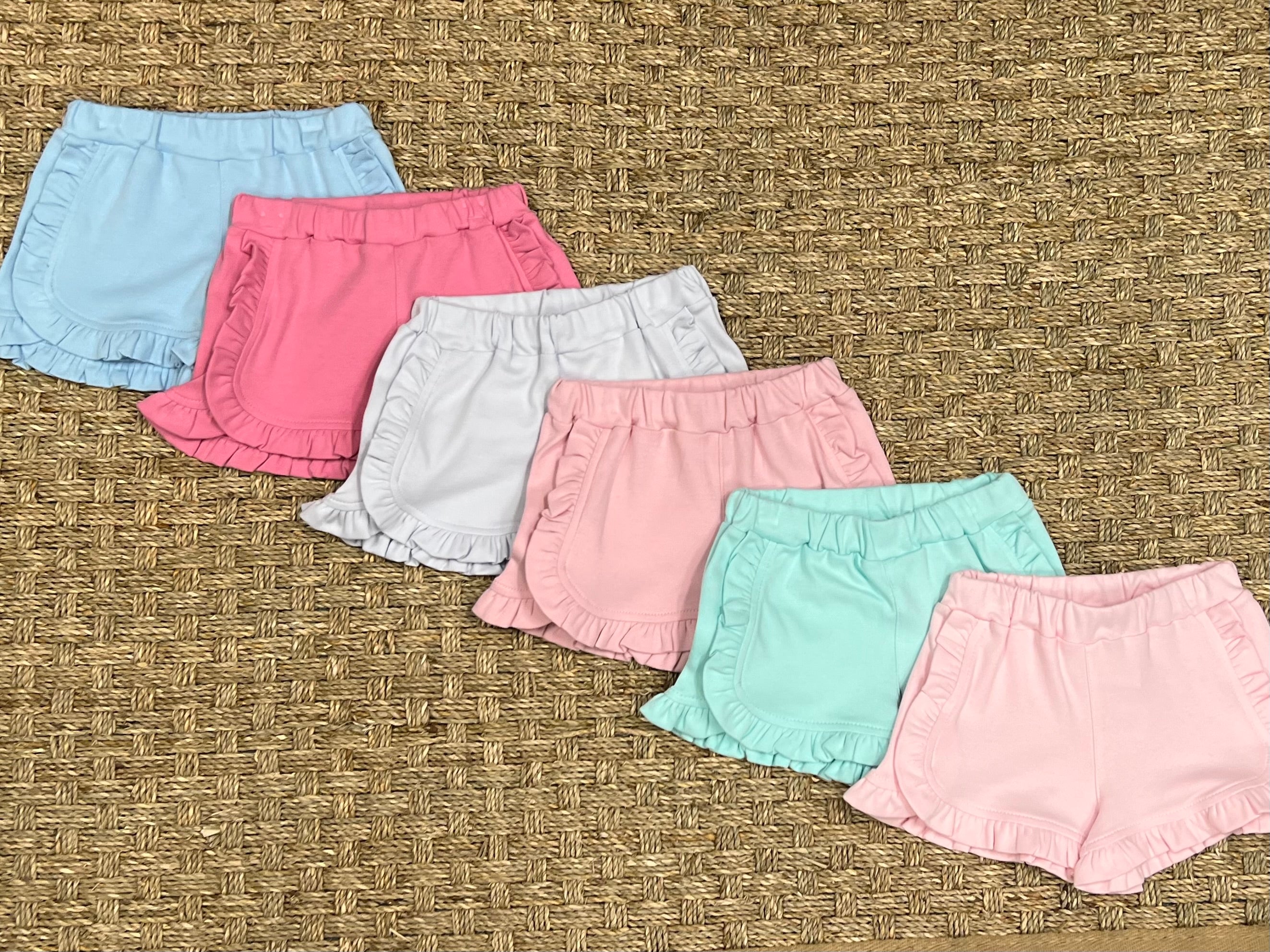 Luigi Ruffle Trim Shorts, Baby Blue