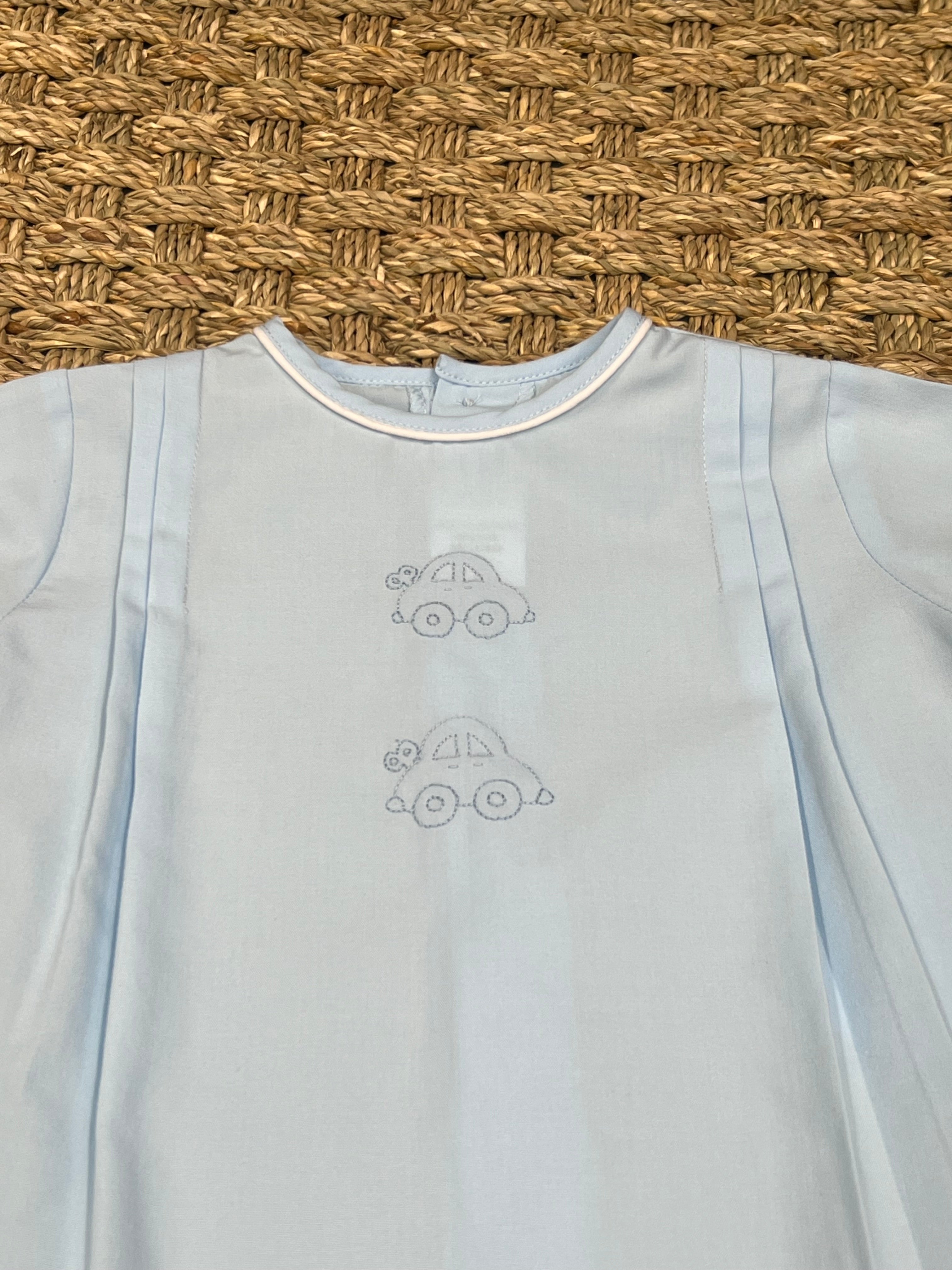 Auraluz Blue Daygown with Wind Up Car Embroidery