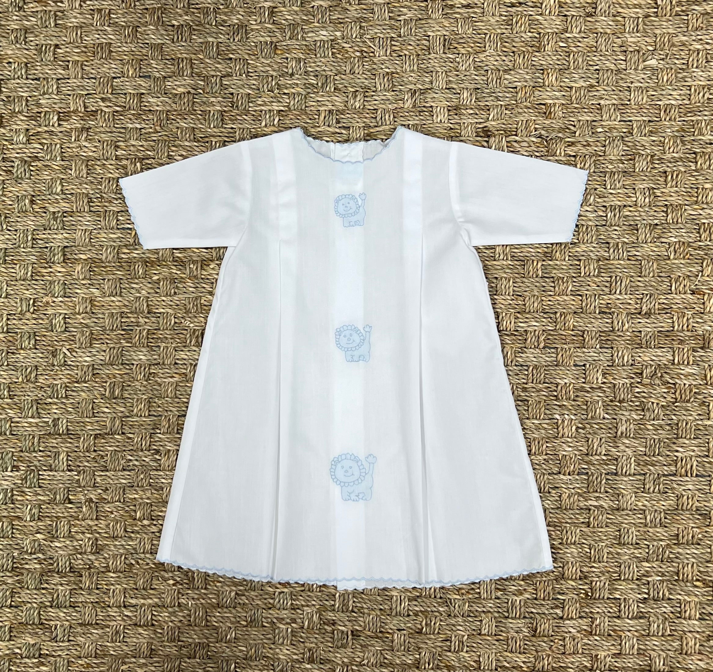 Auraluz LS Day Gown with Blue Lion Embroidery