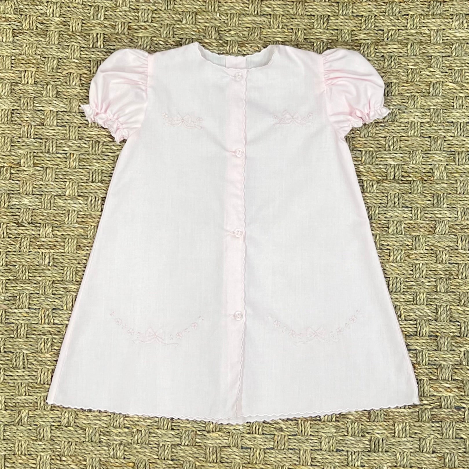 Auraluz Pink Daygown with Pink Tiny Bow Embroidery