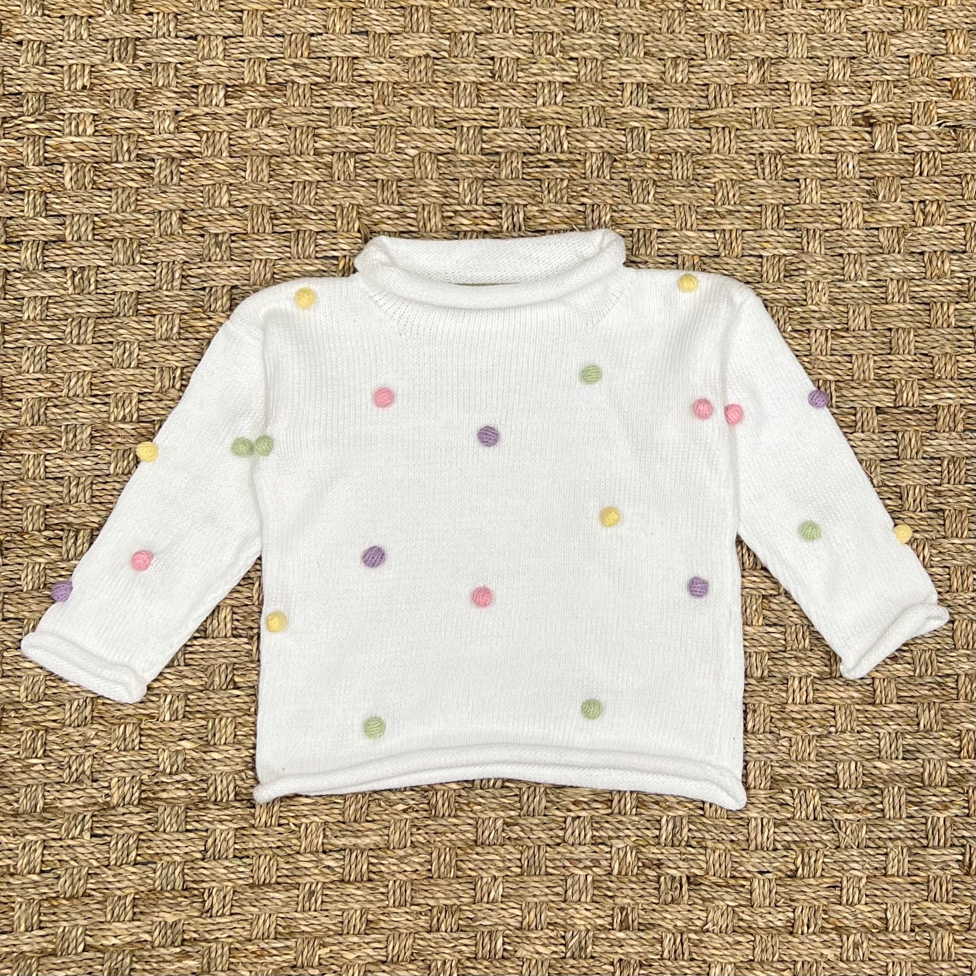 Luigi Rollneck, All-Over Pastel Pom Poms on White