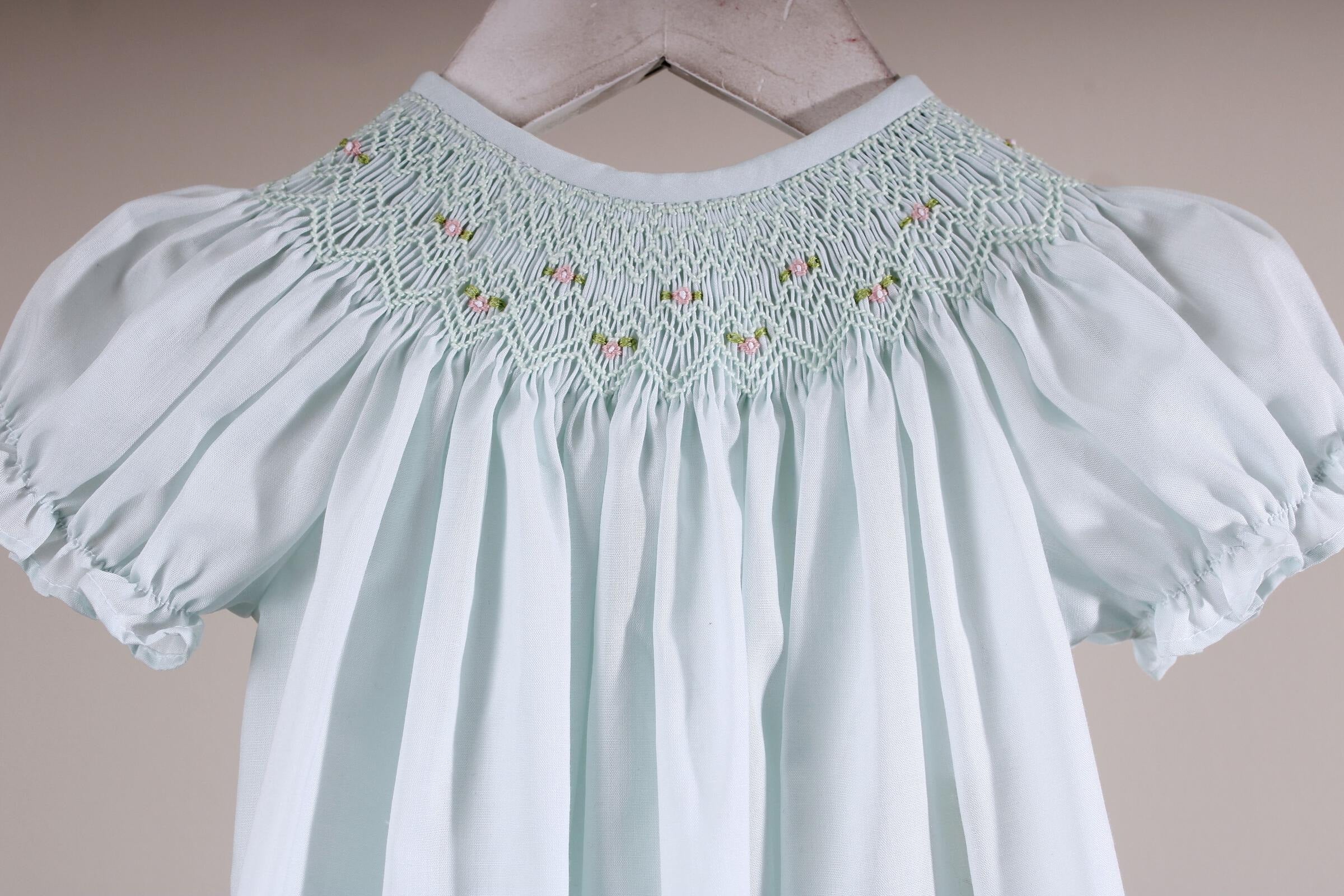 Baby Blessings Mint Geometric Iris Dress with Bonnet