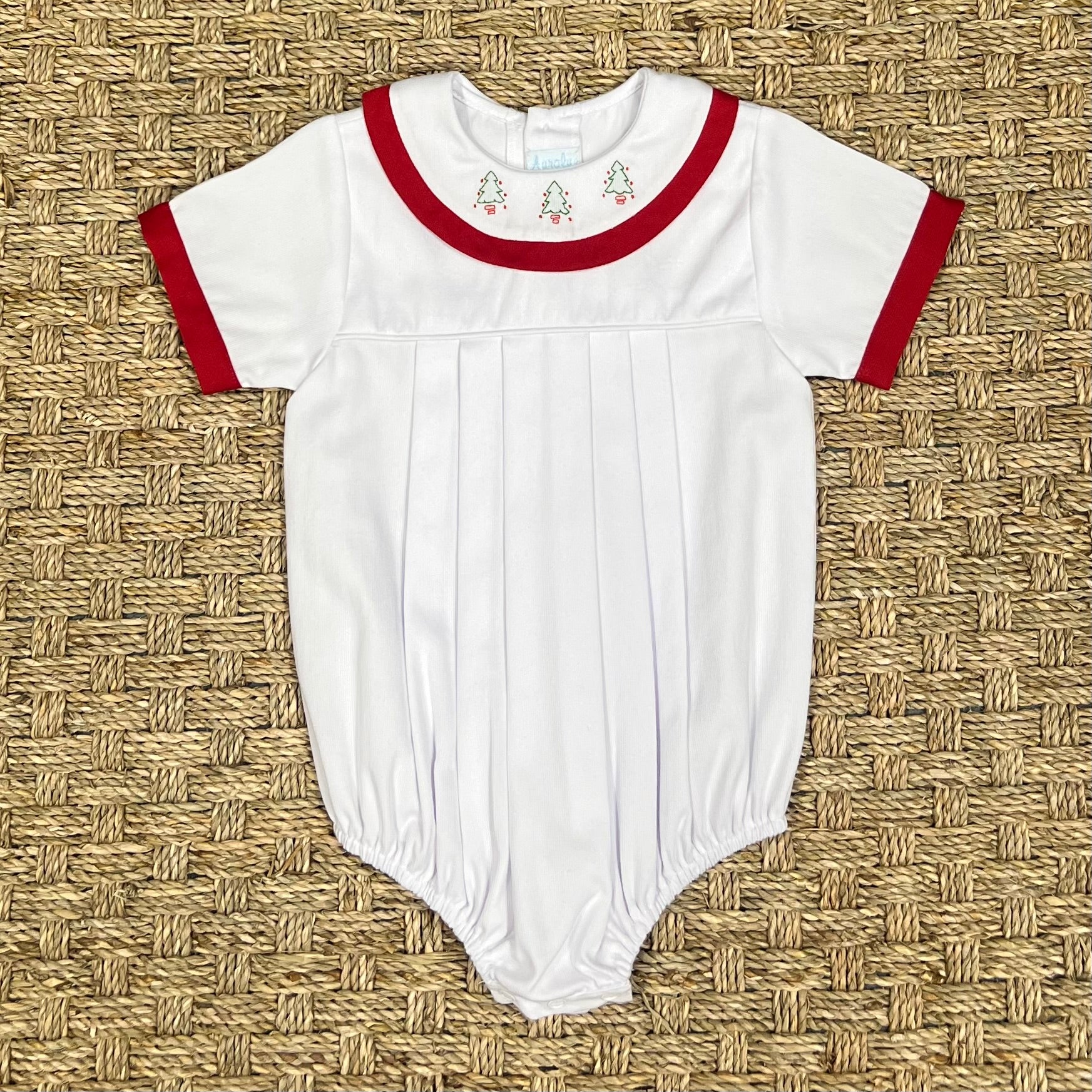 Auraluz Pique Bubble with Red Tree Embroidery