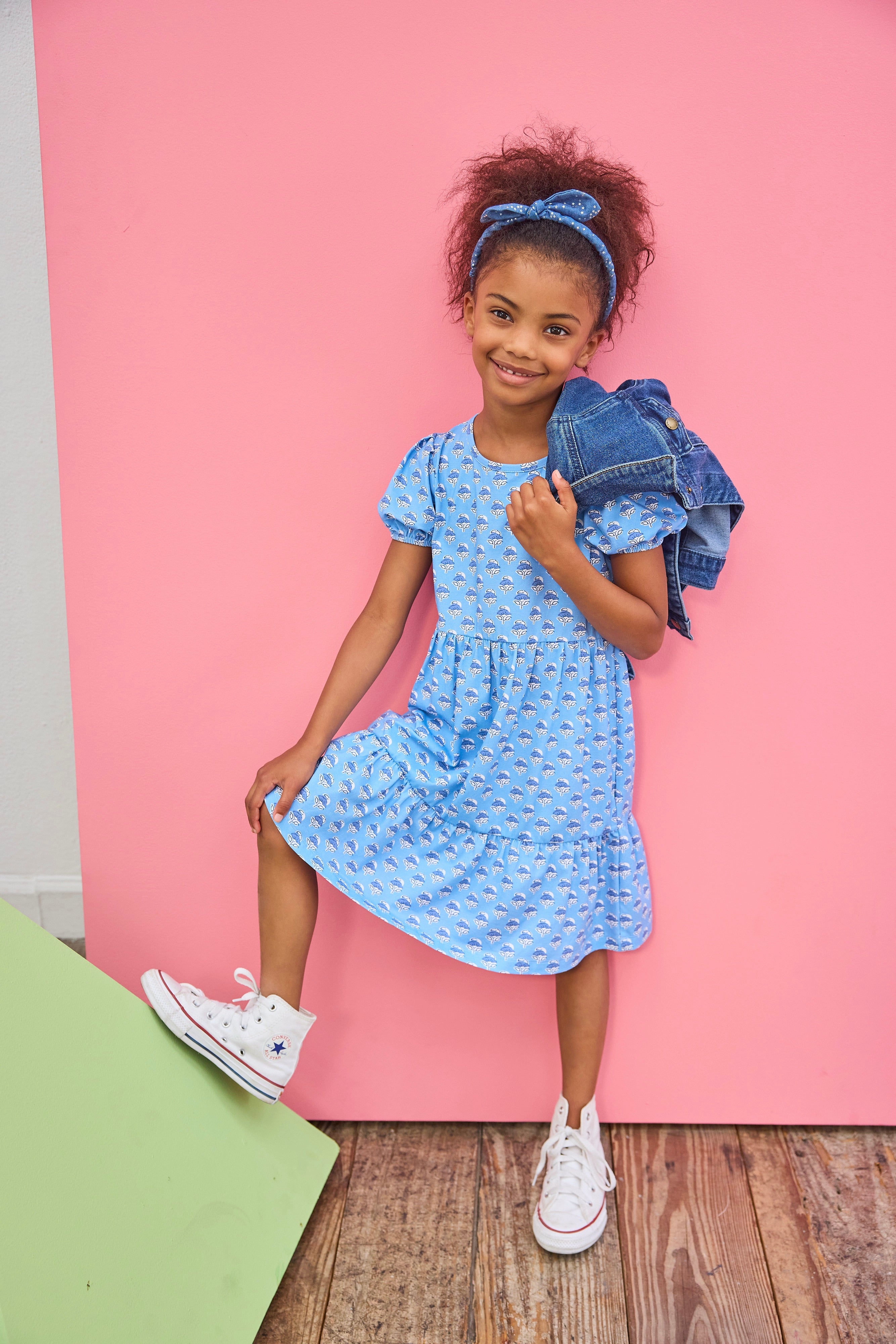 Bisby Smita Dress, Cornflower Block Print