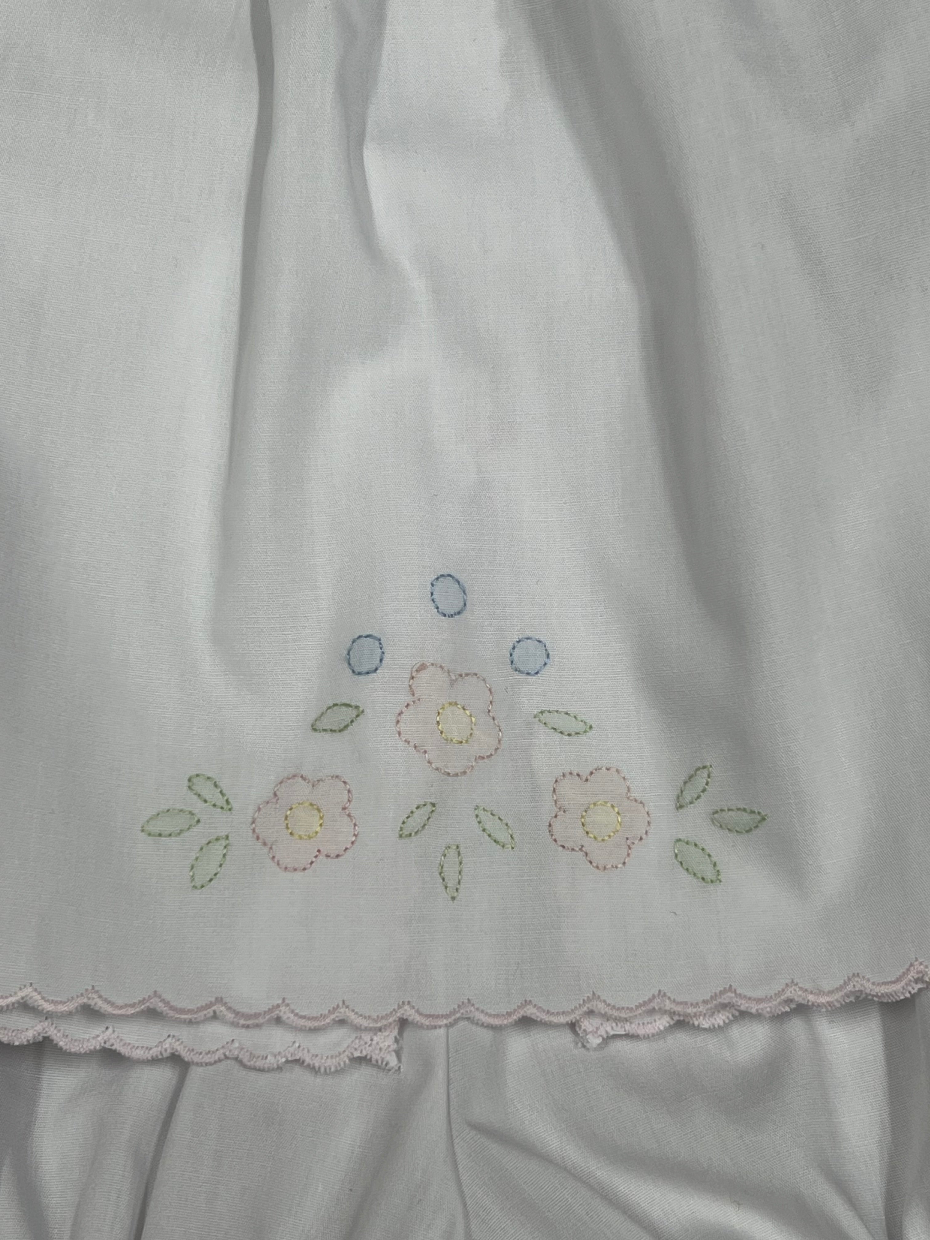 Auraluz White Diaper Set with Pink Flowers Embroidery