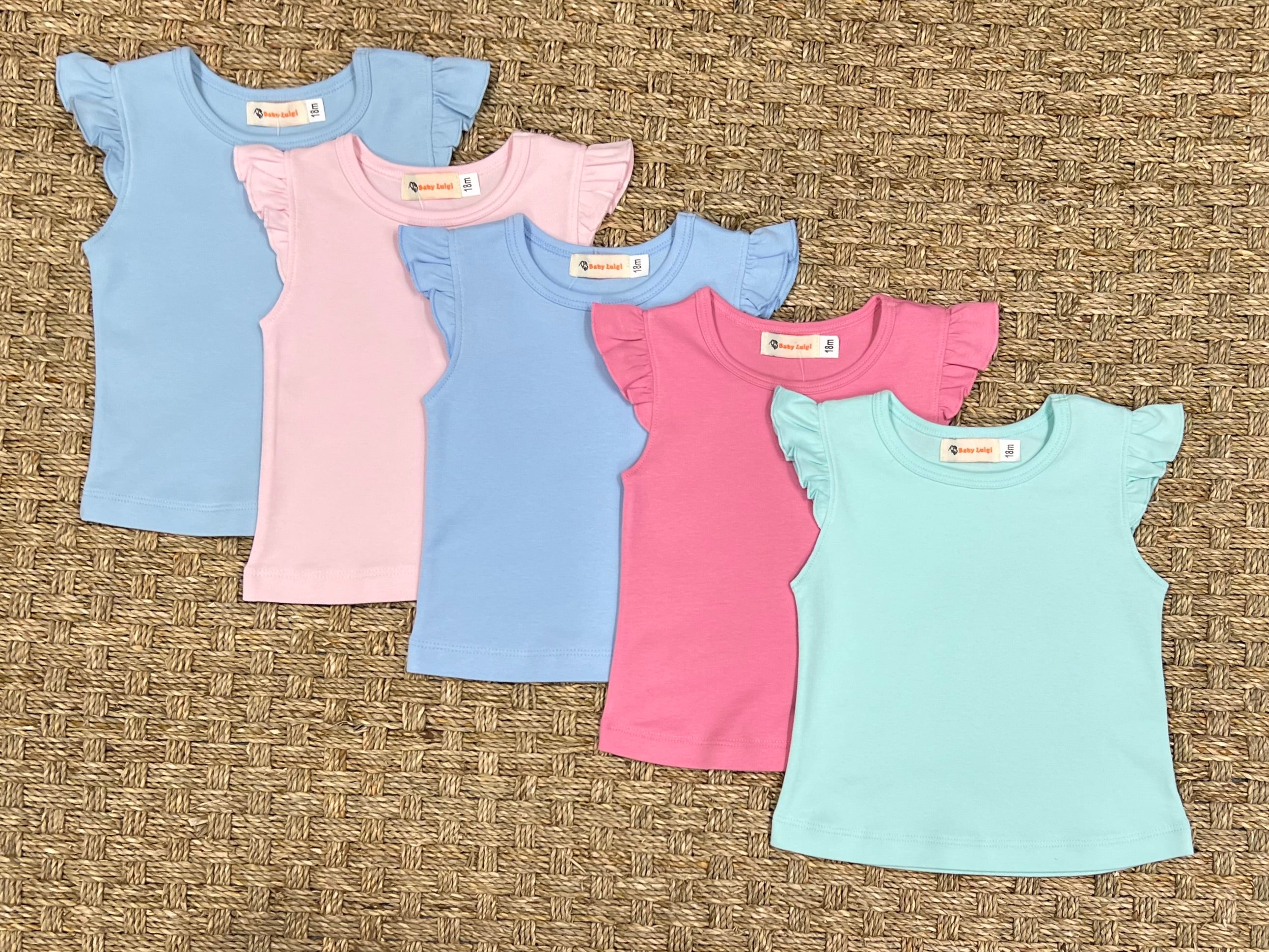 Luigi Flutter Sleeve Top, Powder Baby Blue