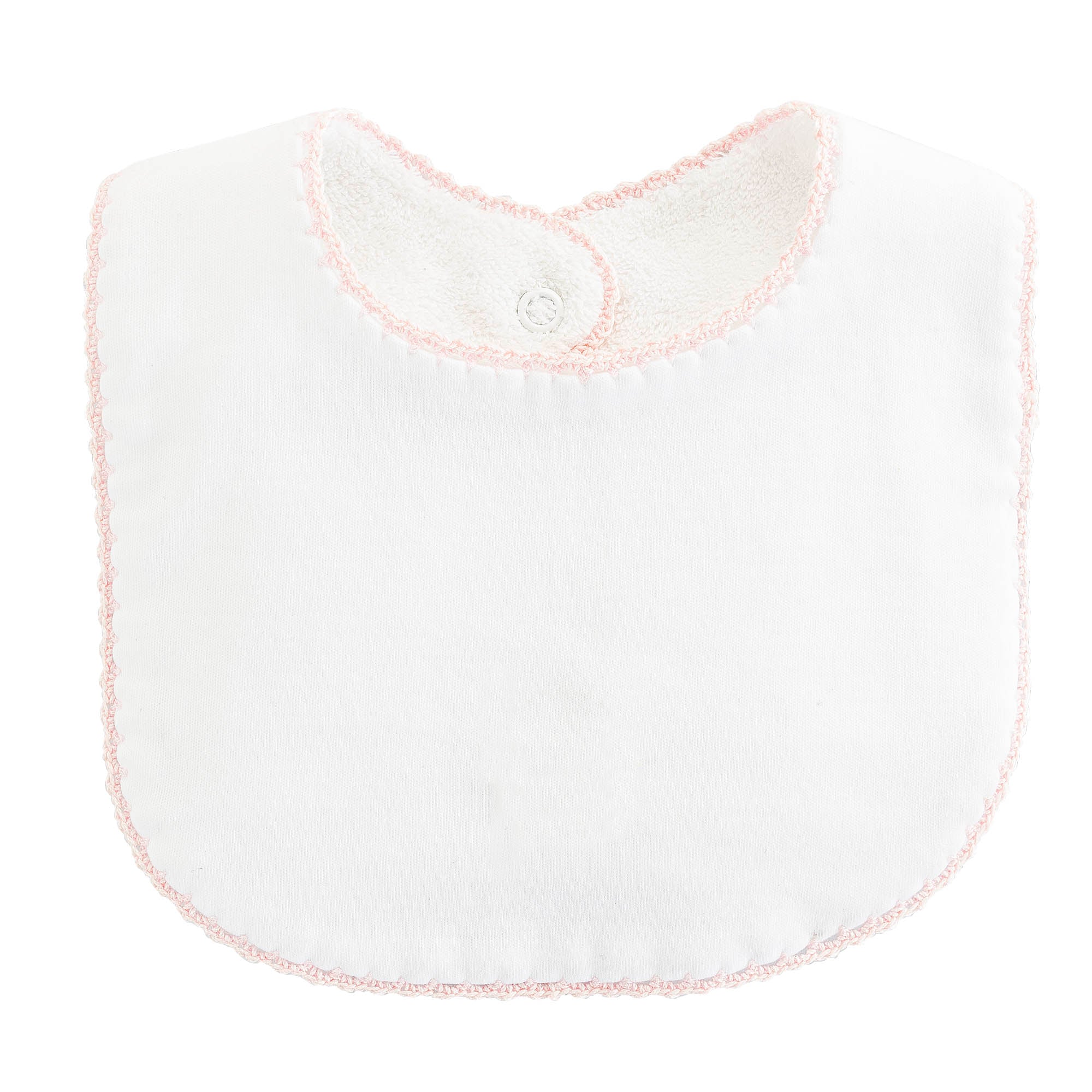 Baby Club Chic Bib with Pink Crochet Trim