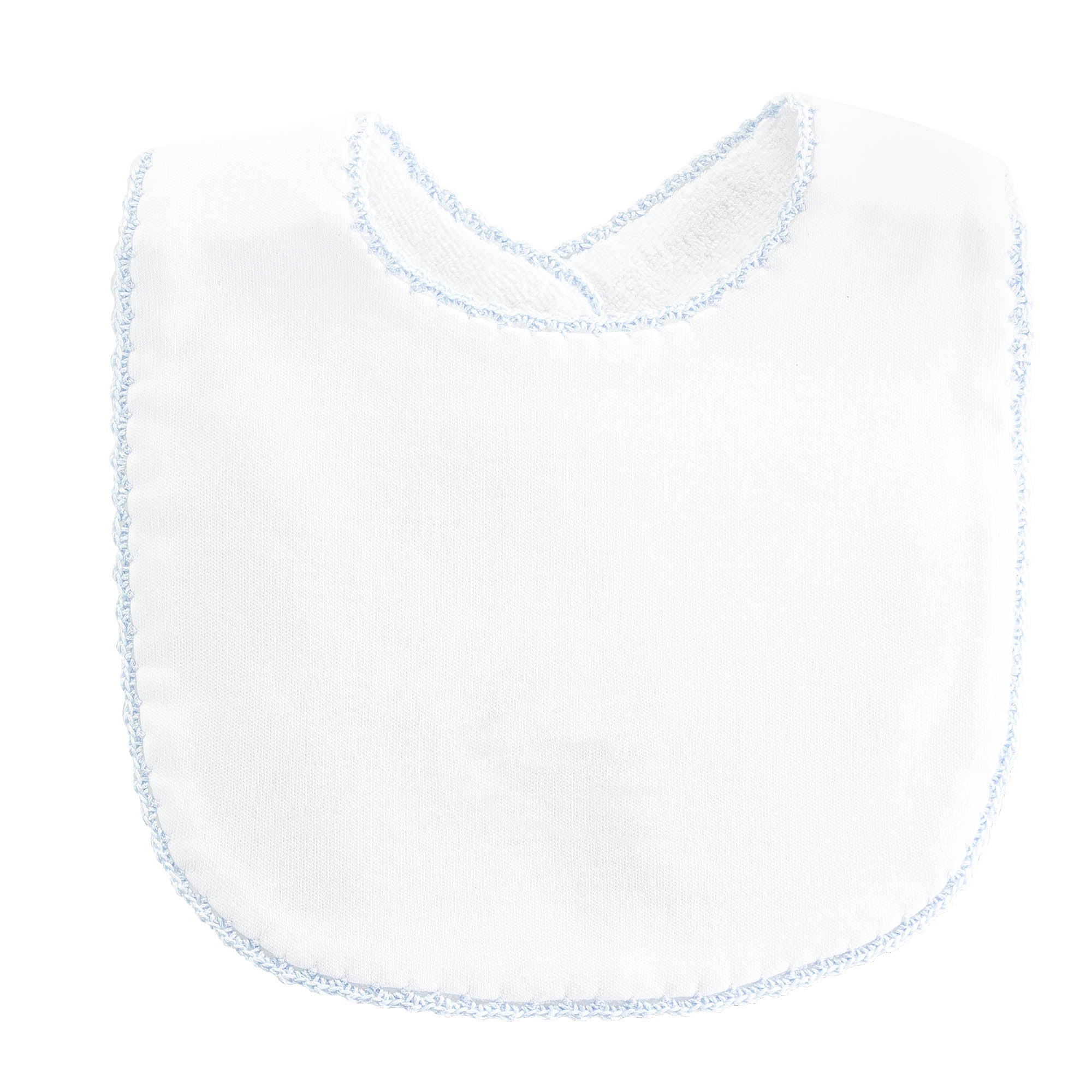 Baby Club Chic Bib with Blue Crochet Trim