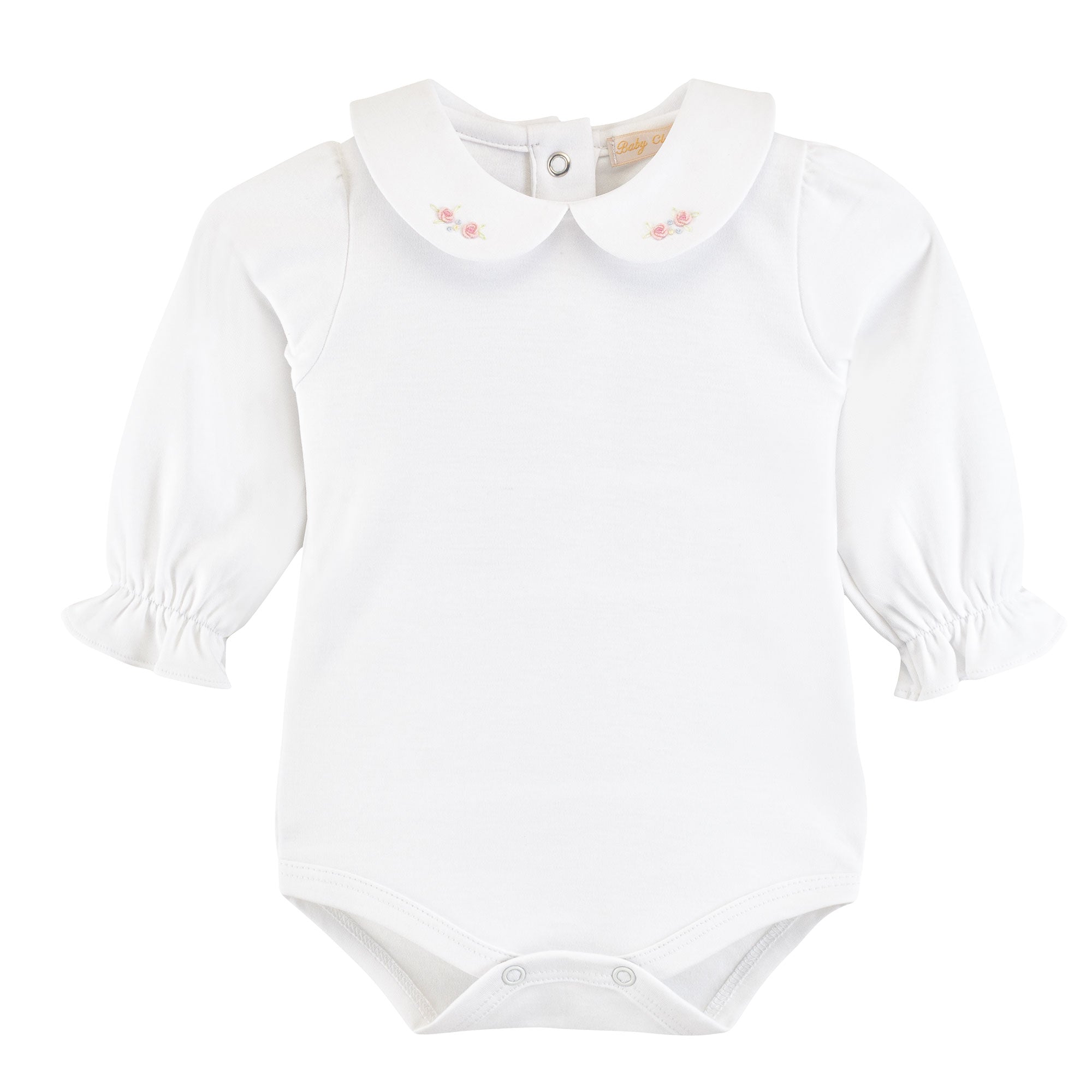 Baby Club Chic Bodysuit with Rosette Embroidered Collar