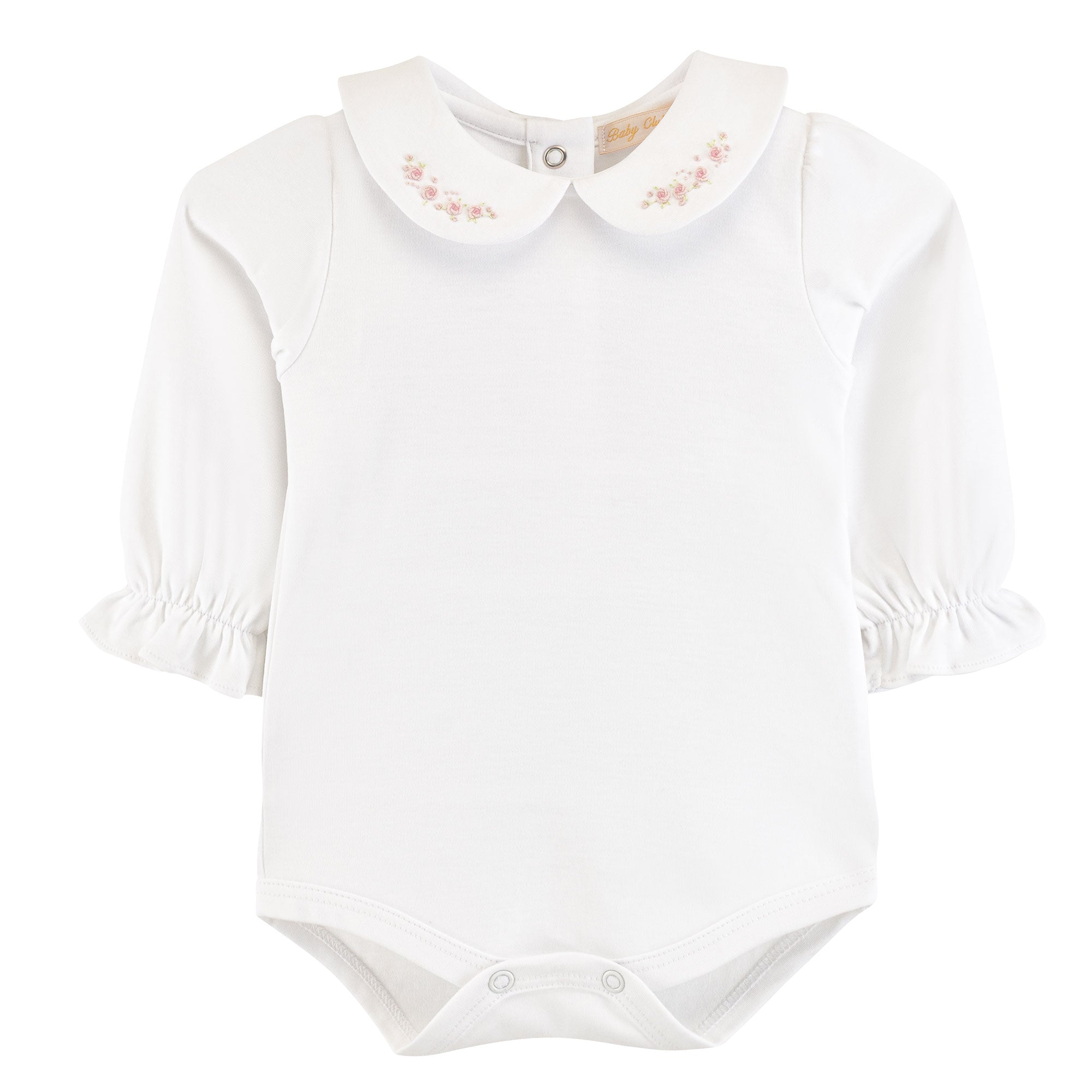 Baby Club Chic Bodysuit with Floral Embroidered Collar