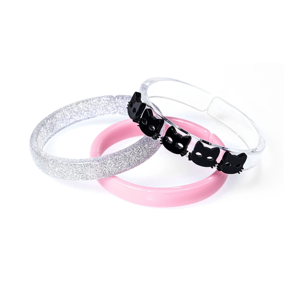 Lilies & Roses Multi Black Cat Silver Glitter Purple Bangles