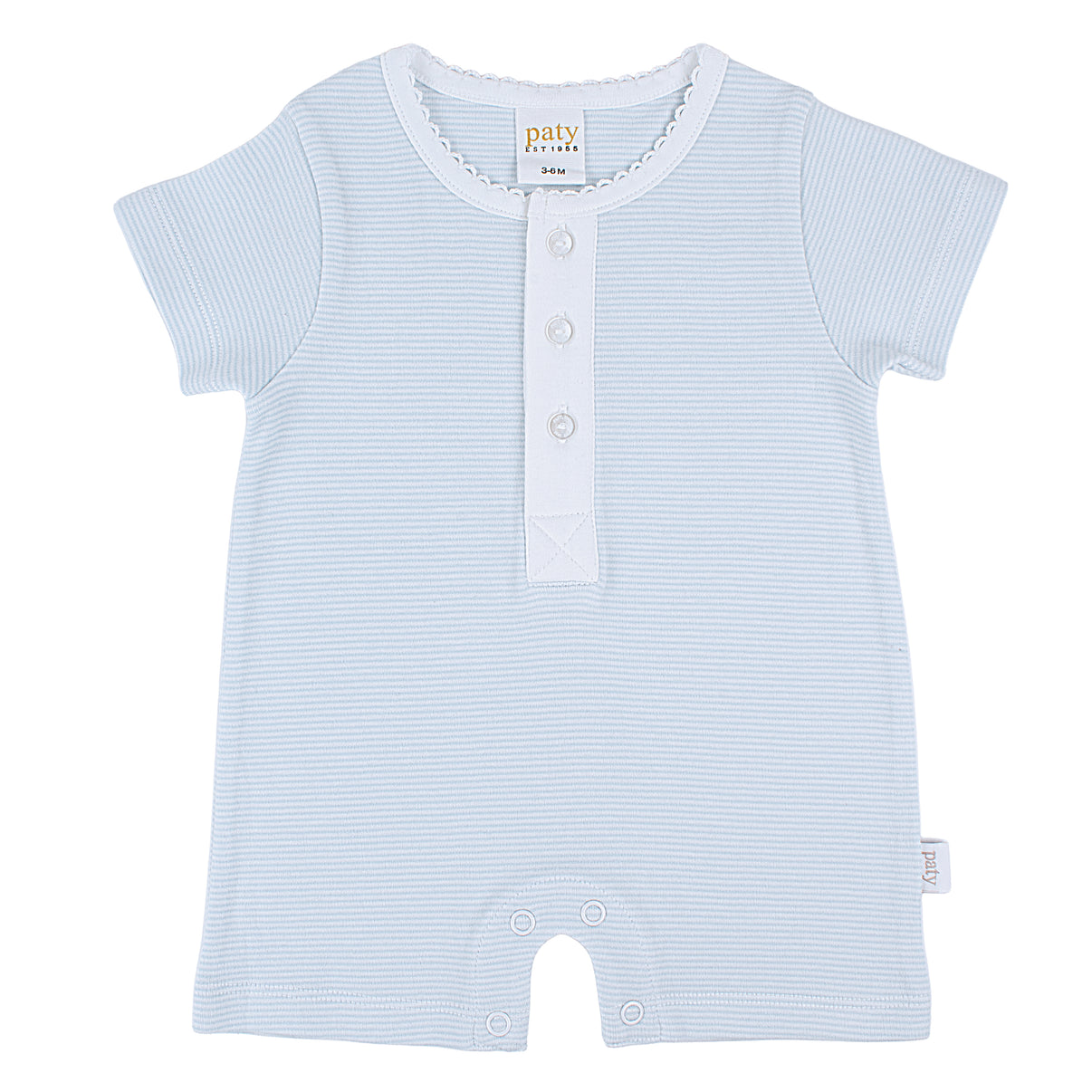 Paty Organic Cotton Striped Romper, Blue Stripe