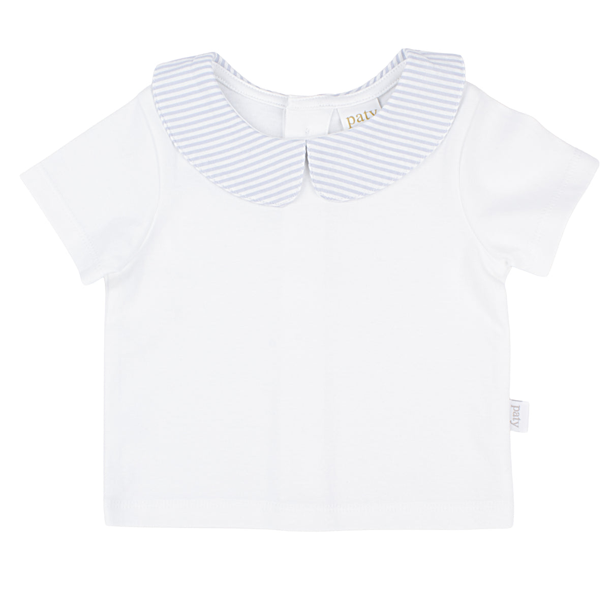 Paty Organic Cotton Peter Pan Collared Short Set, Blue Stripe