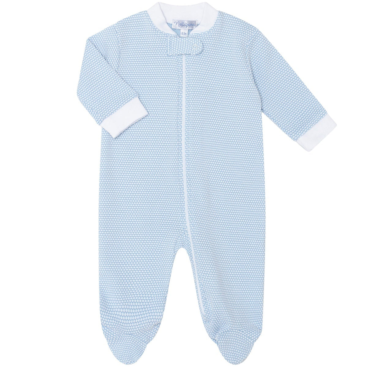 Nella Pima Blue Bubble Zipper Footie