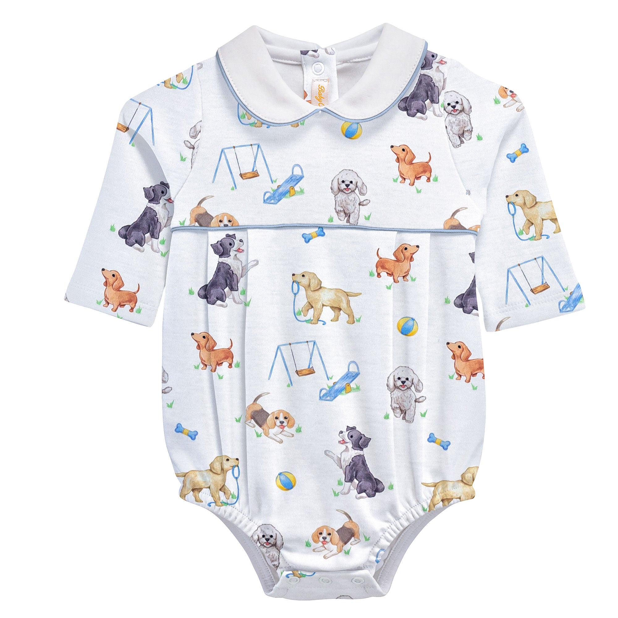 Baby Club Chic Doggle Park Printed Bubble with Round Collar