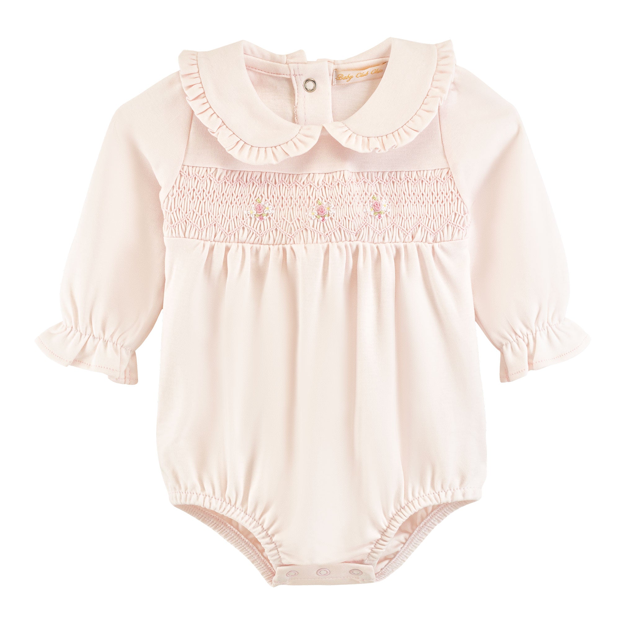 Baby Club Chic Smocked Pima Collared Bubble