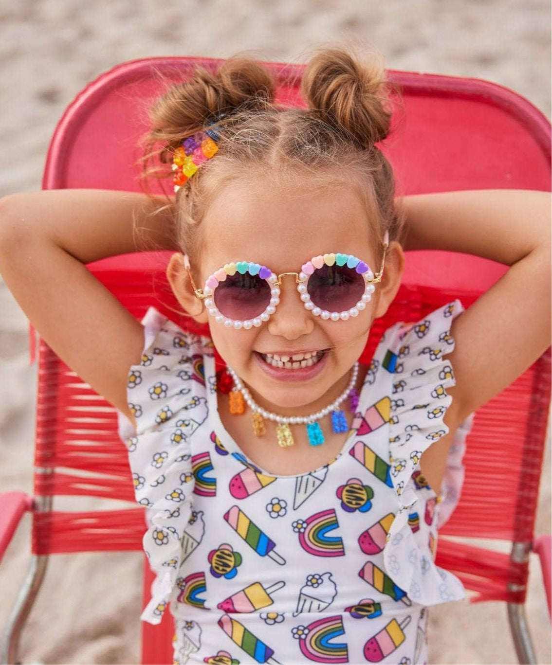 Lola & The Boys Beaded Pearl Sunglasses