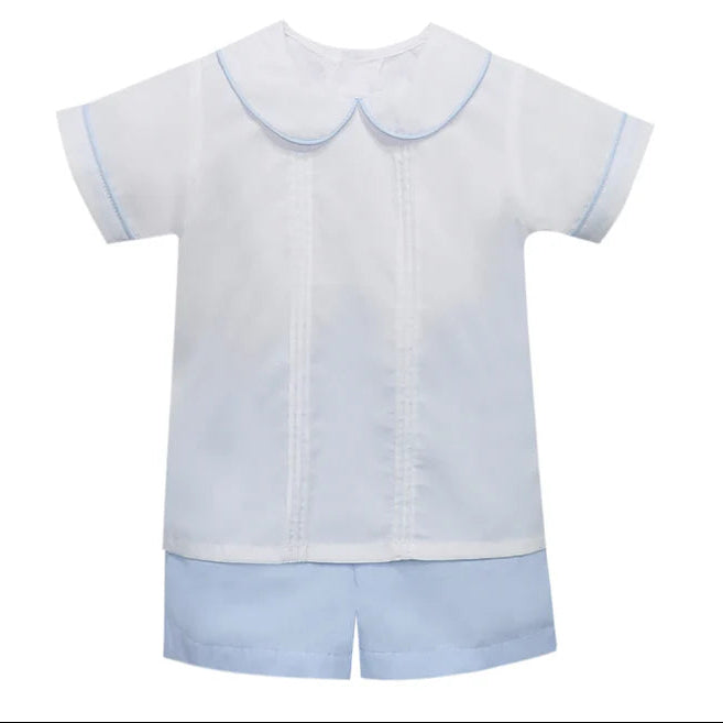 Remember Nguyen Madison Boy Short Set, Blue Micro Gingham