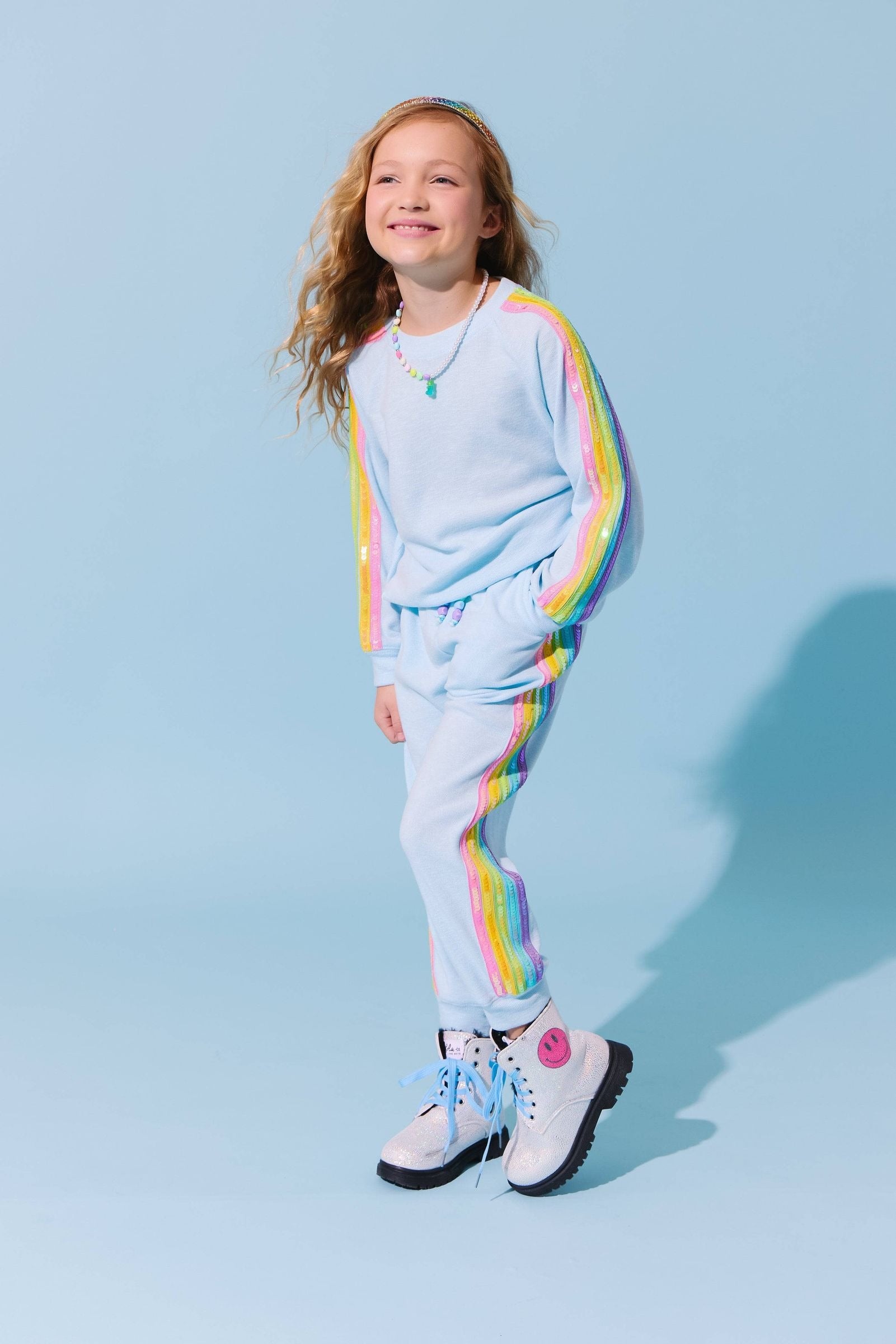 Lola & The Boys Blue Rainbow Sequin Set