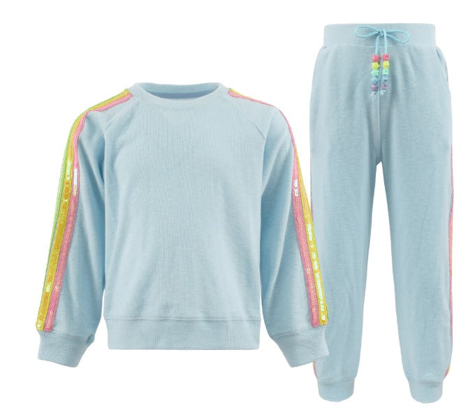 Lola & The Boys Blue Rainbow Sequin Set