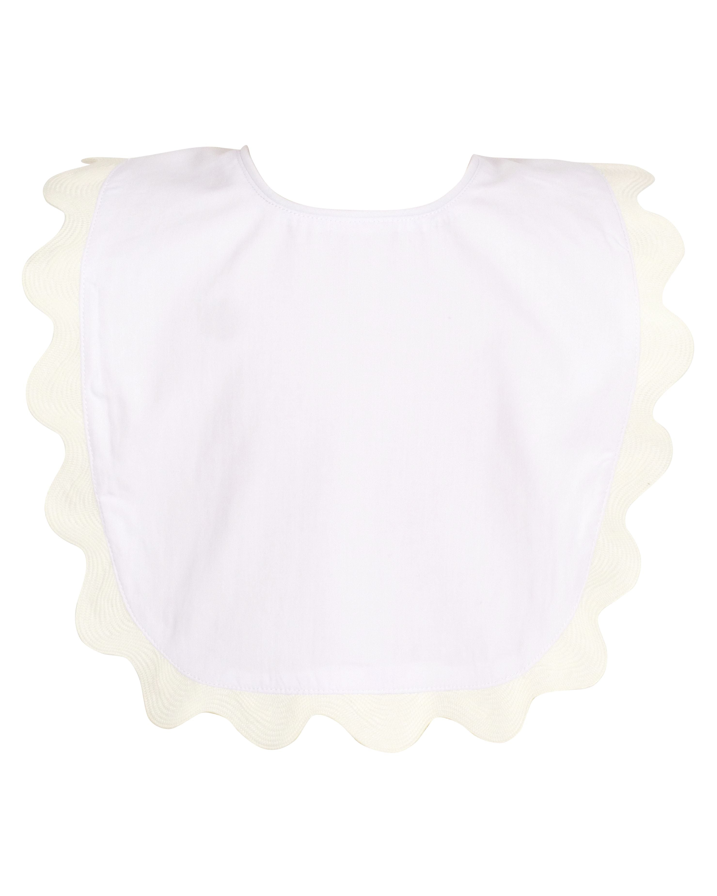 Yellow Lamb Brooklyn Bib with Ricrac, White