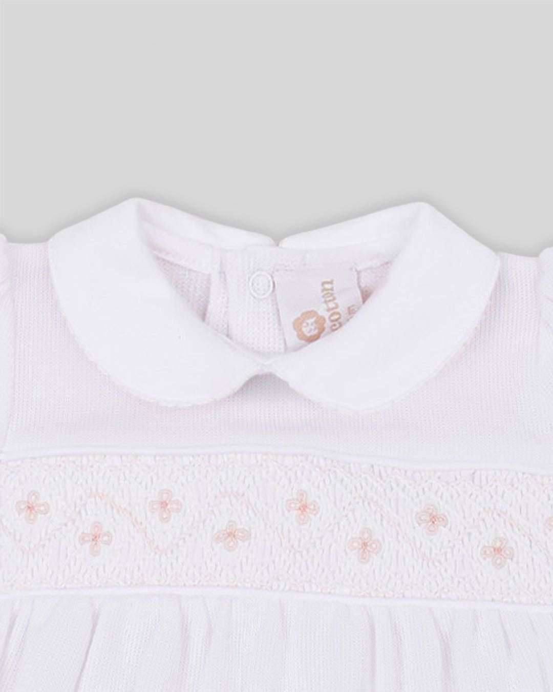 Miocotton Special Knit Hand Smocked Agnes Bubble, White