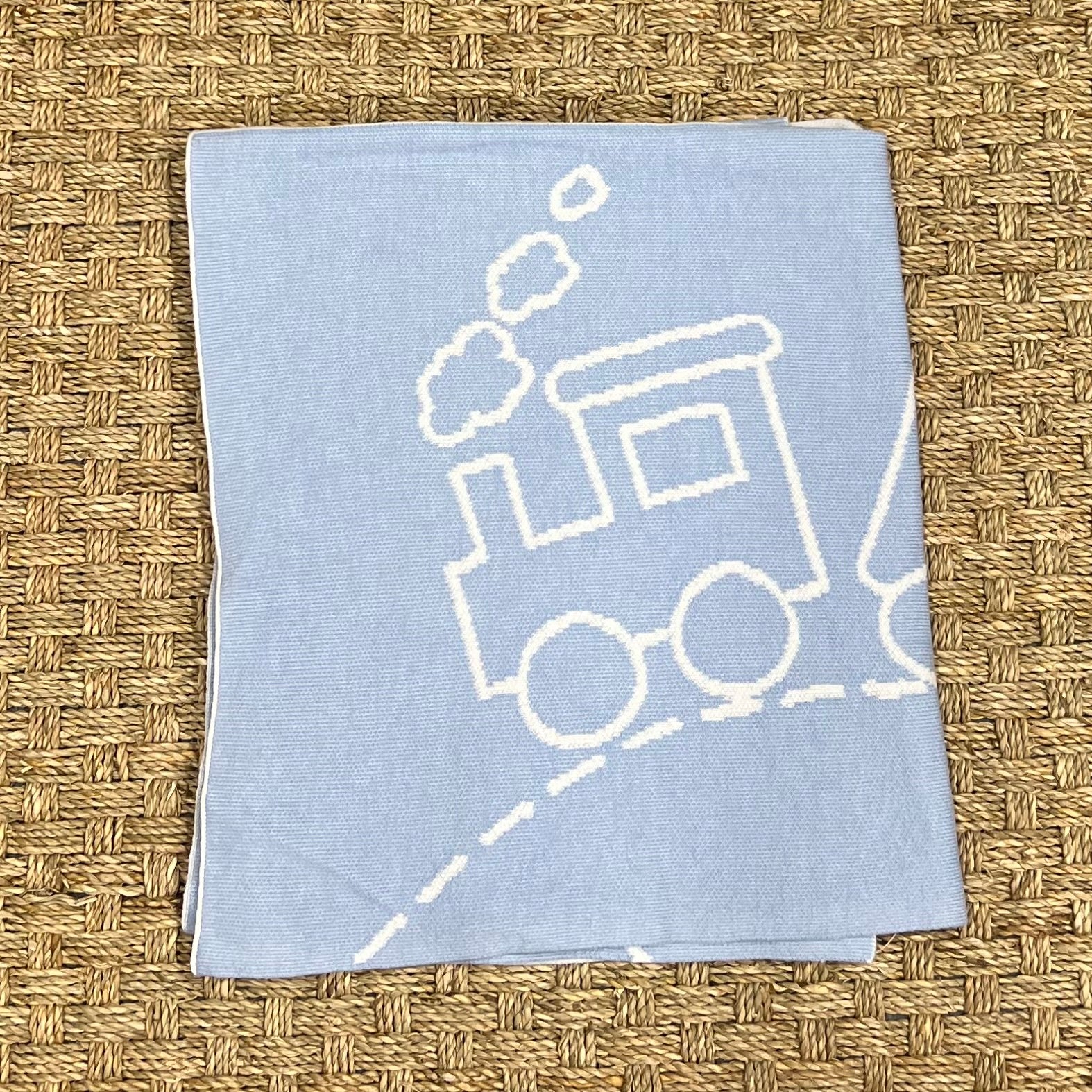 Luigi Baby Blanket, Train on Sky Blue
