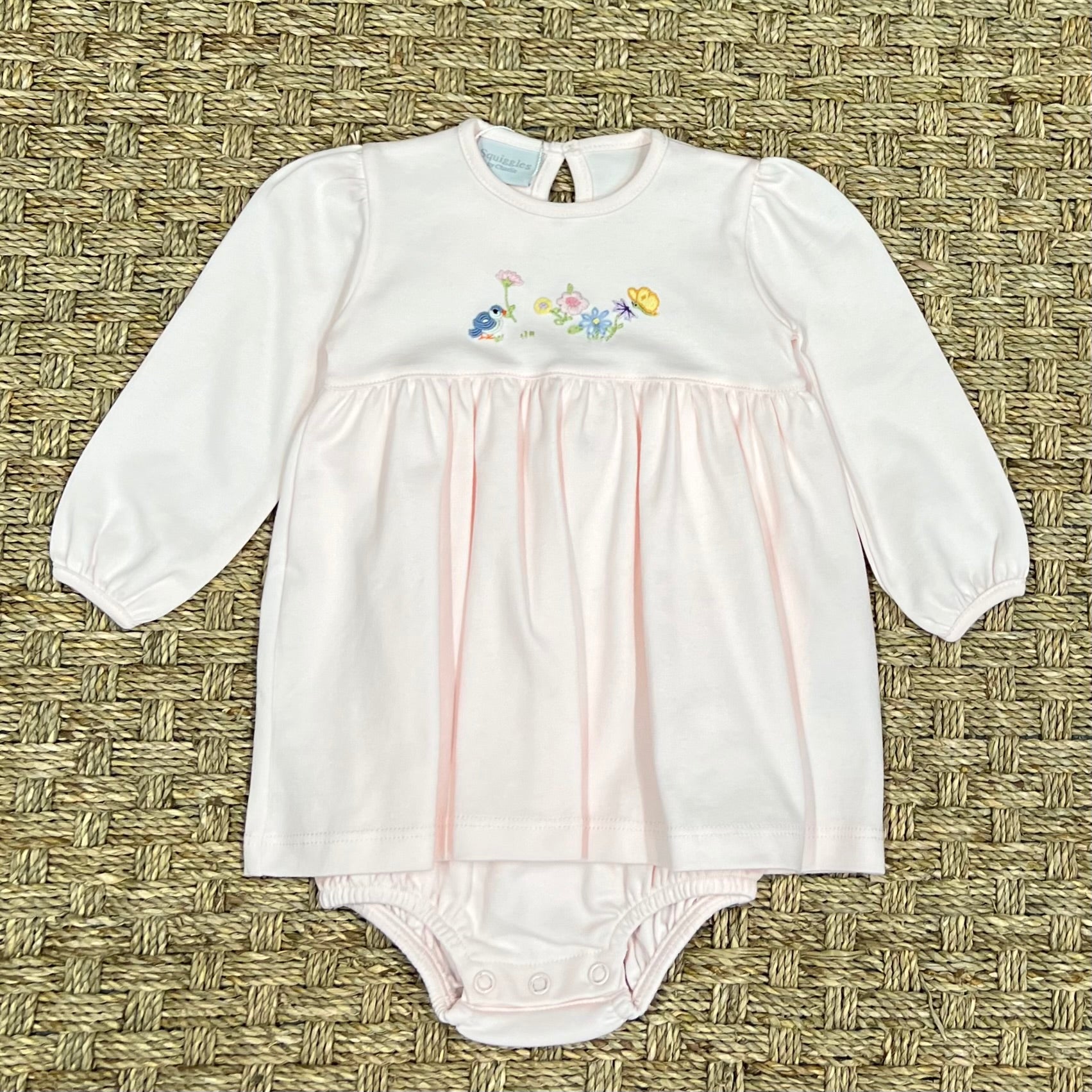 Squiggles Blue Bird Song Onesie Dress