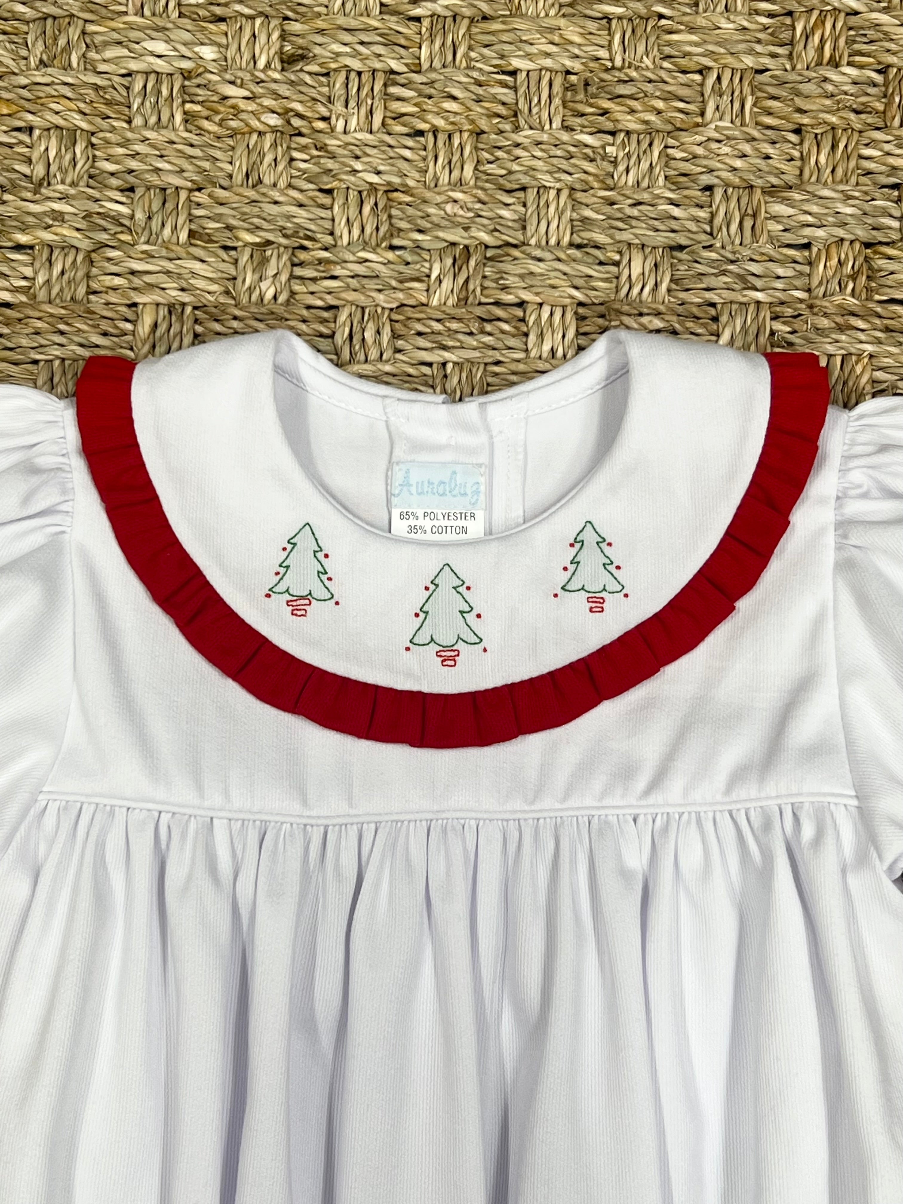 Auraluz Pique Bubble with Red Tree Embroidery