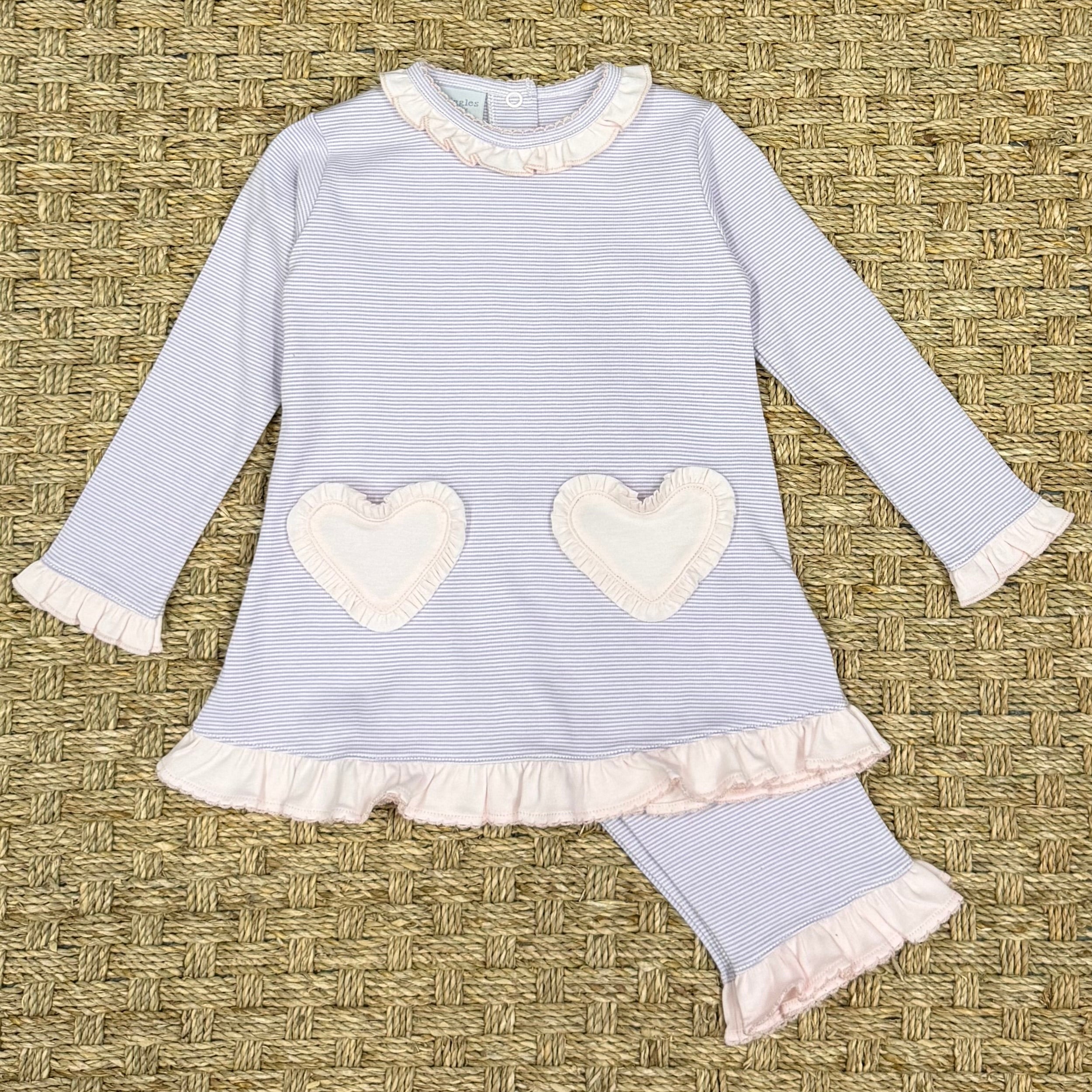 Squiggles Heart Pocket Purple Pant Set