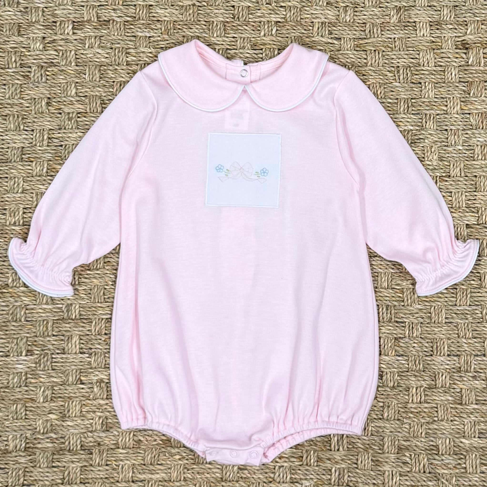 Auraluz Pink Knit Bubble with Bow Embroidery
