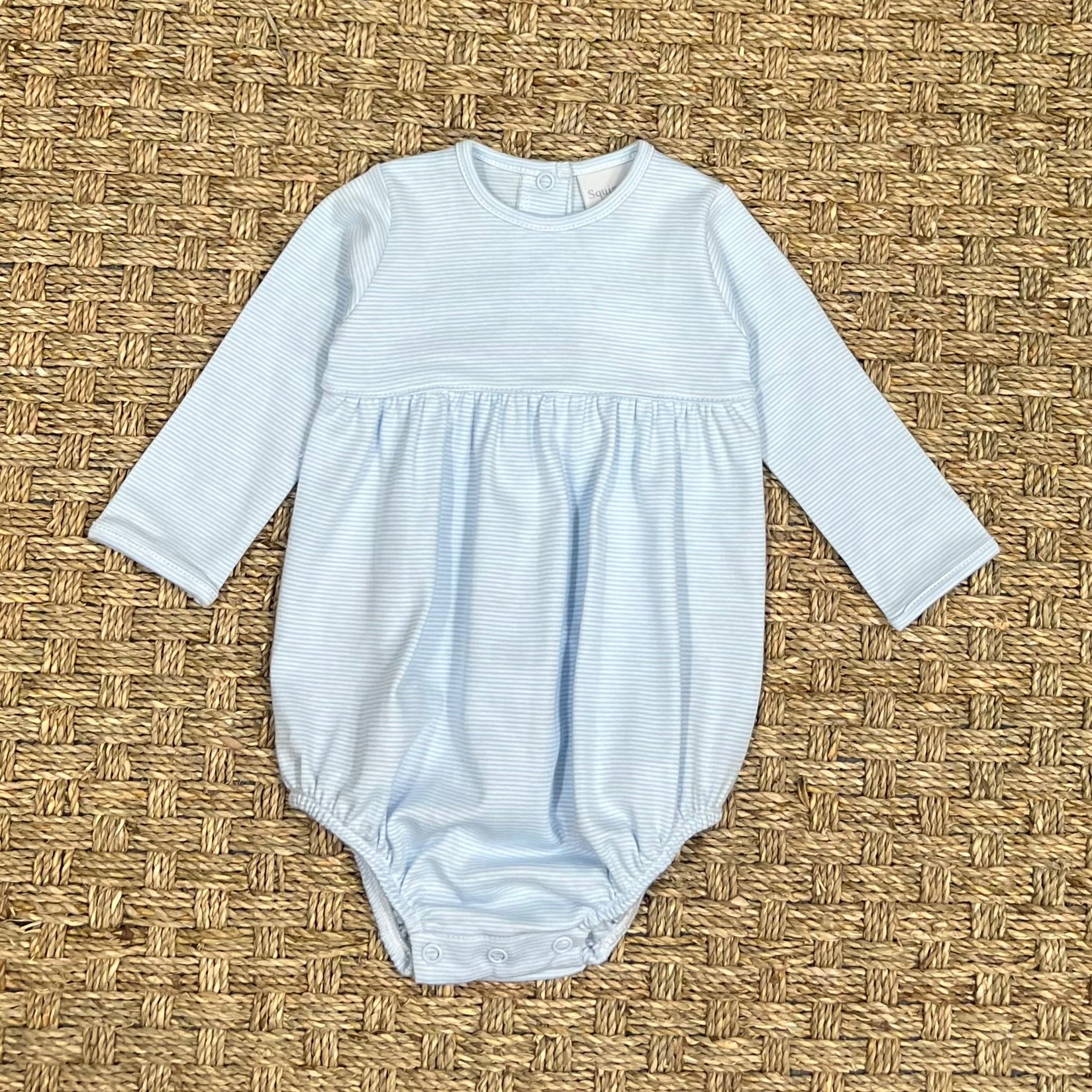 Squiggles Blue Mini Stripe Long Sleeve Bubble
