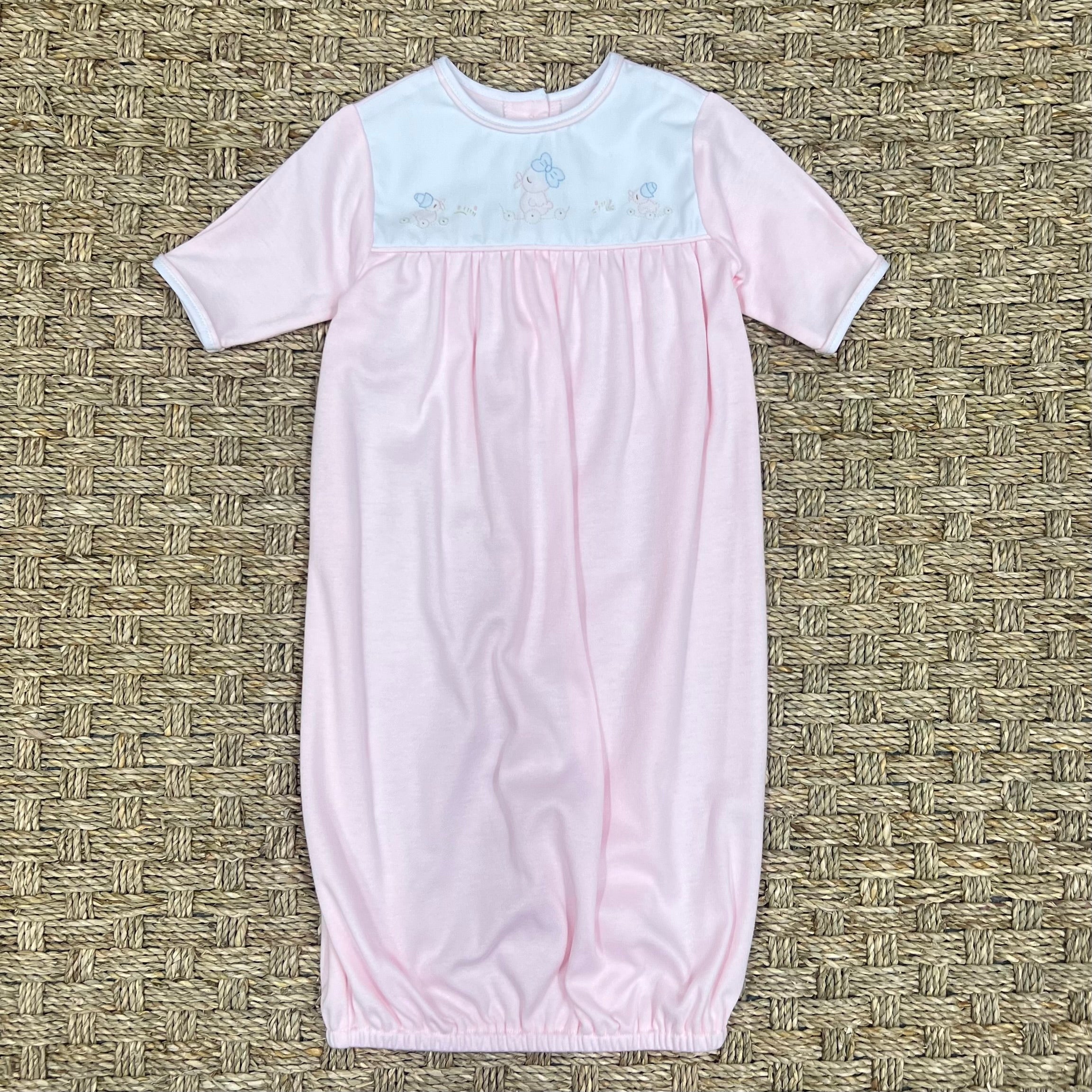 Auraluz Pink Knit Sacque with Duck Bow Embroidery