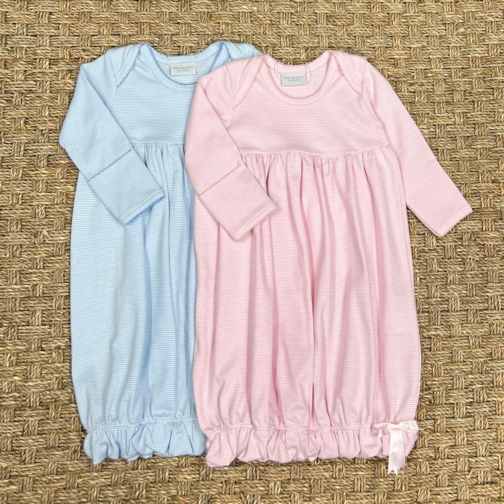 Squiggles Blue Mini Stripe Lap Shoulder Gown