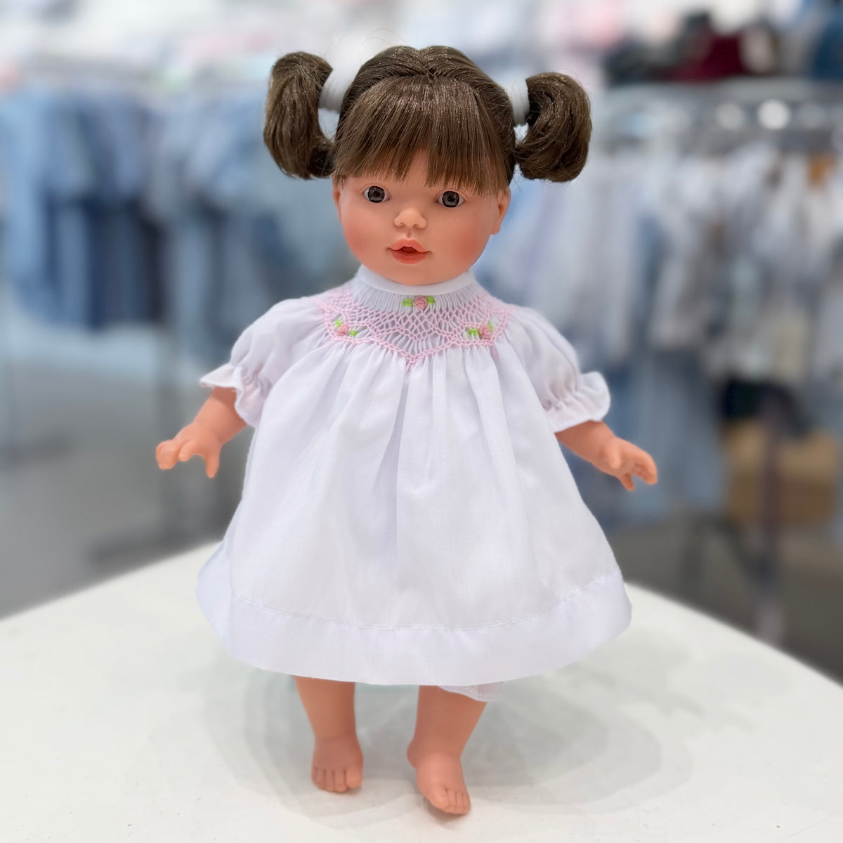 Rosalina Bella Brunette Doll with White Roselle Bishop