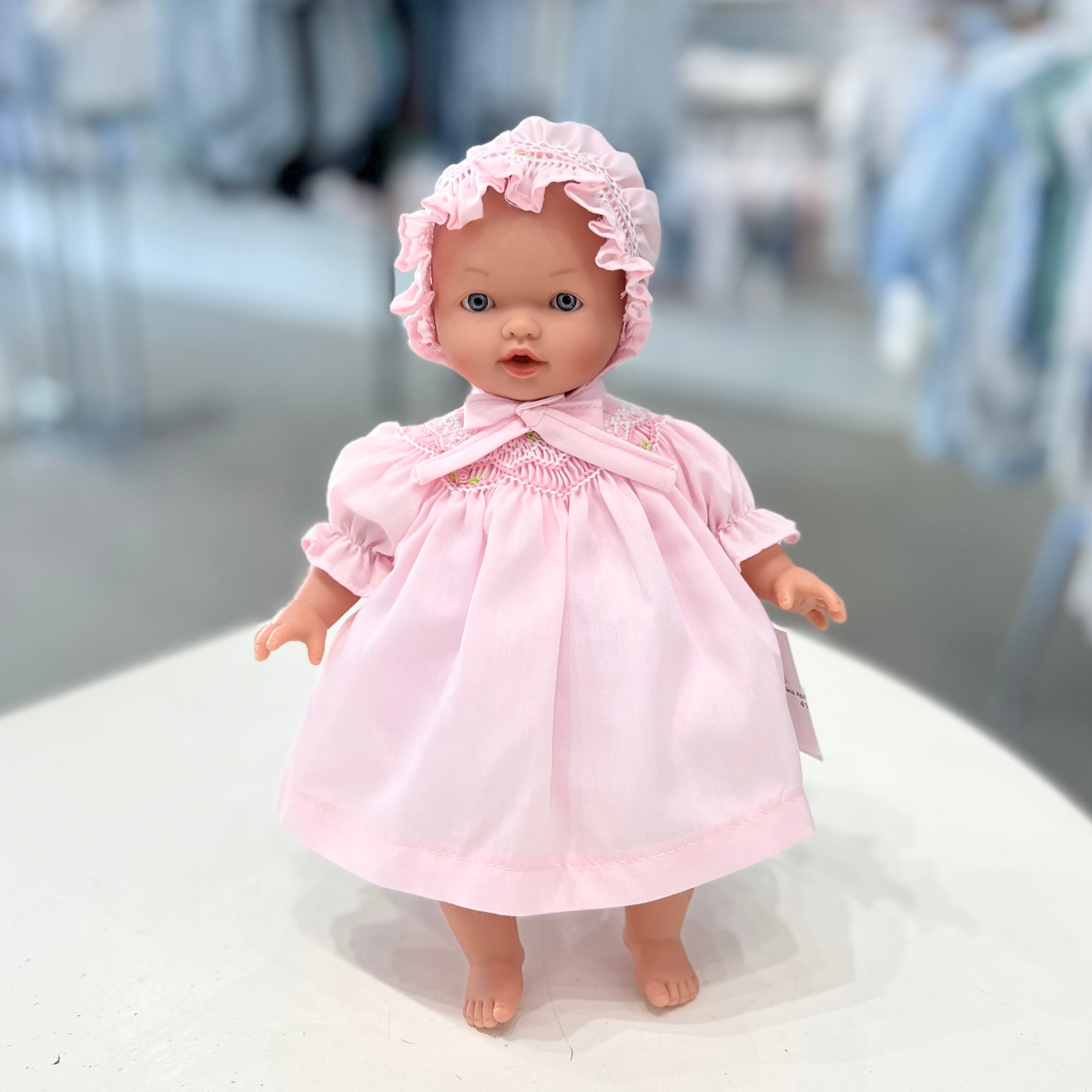 Rosalina Abby Bald Doll with Pink Roselle Bishop & Bonnet