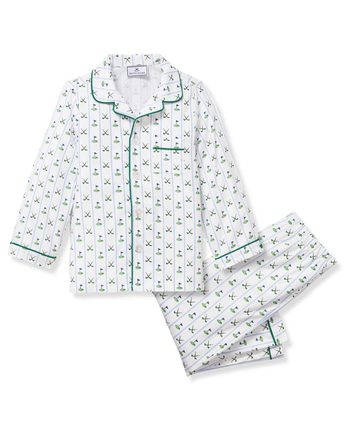 Petite Plume Twill Pajama Set, Fairway Stripe