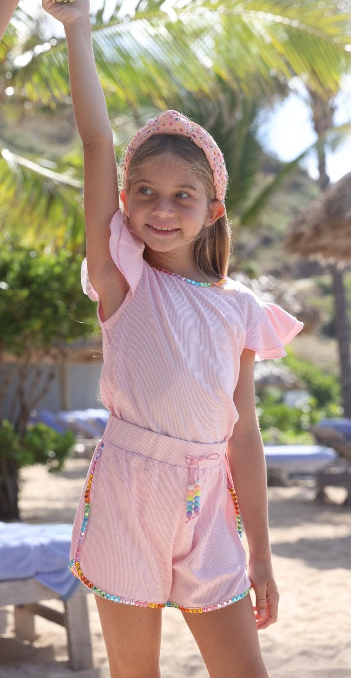 Lola & The Boys Candy Gem Ruffle Short Set