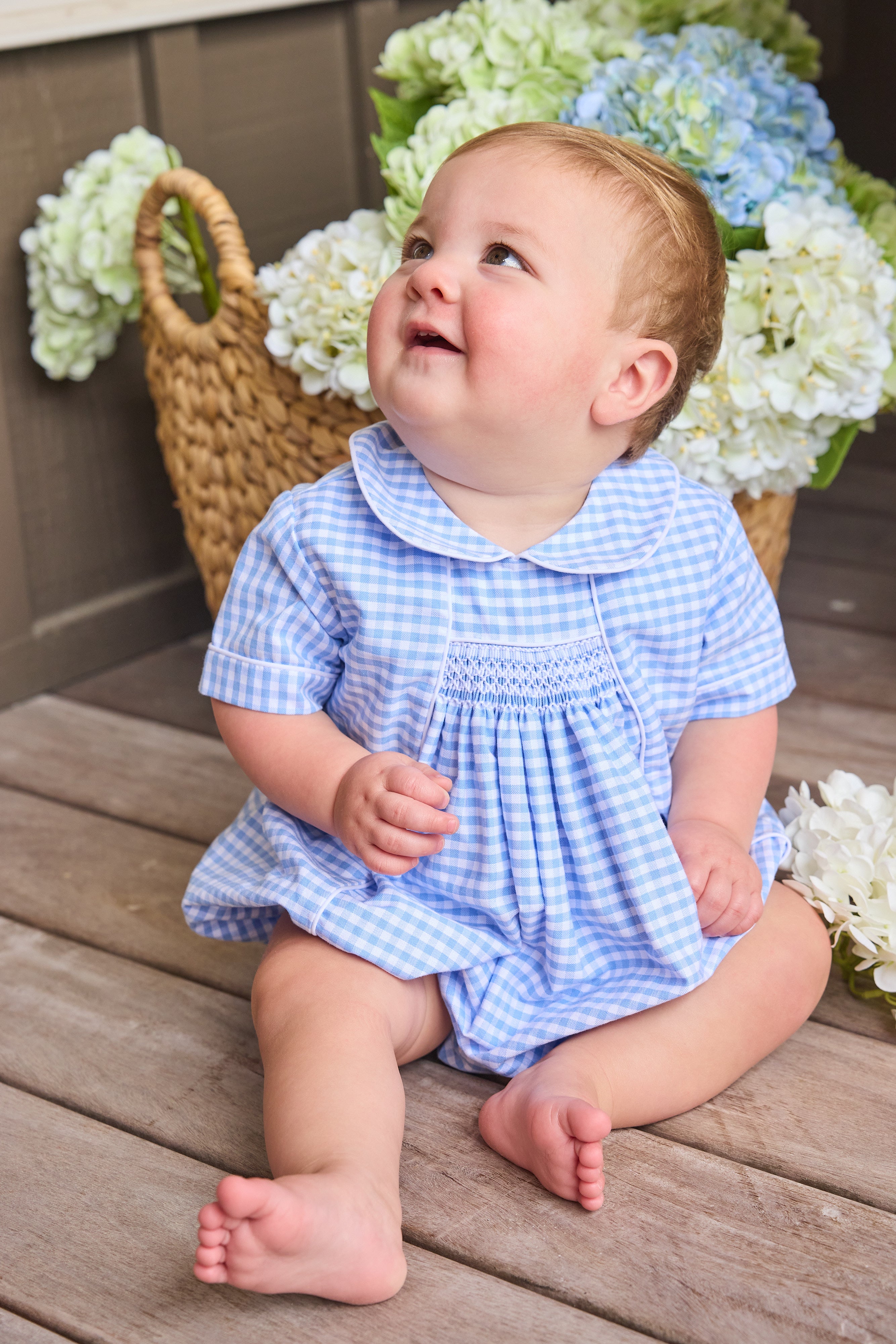 Little English Chest Smocked Bubble, Mayfair Gingham